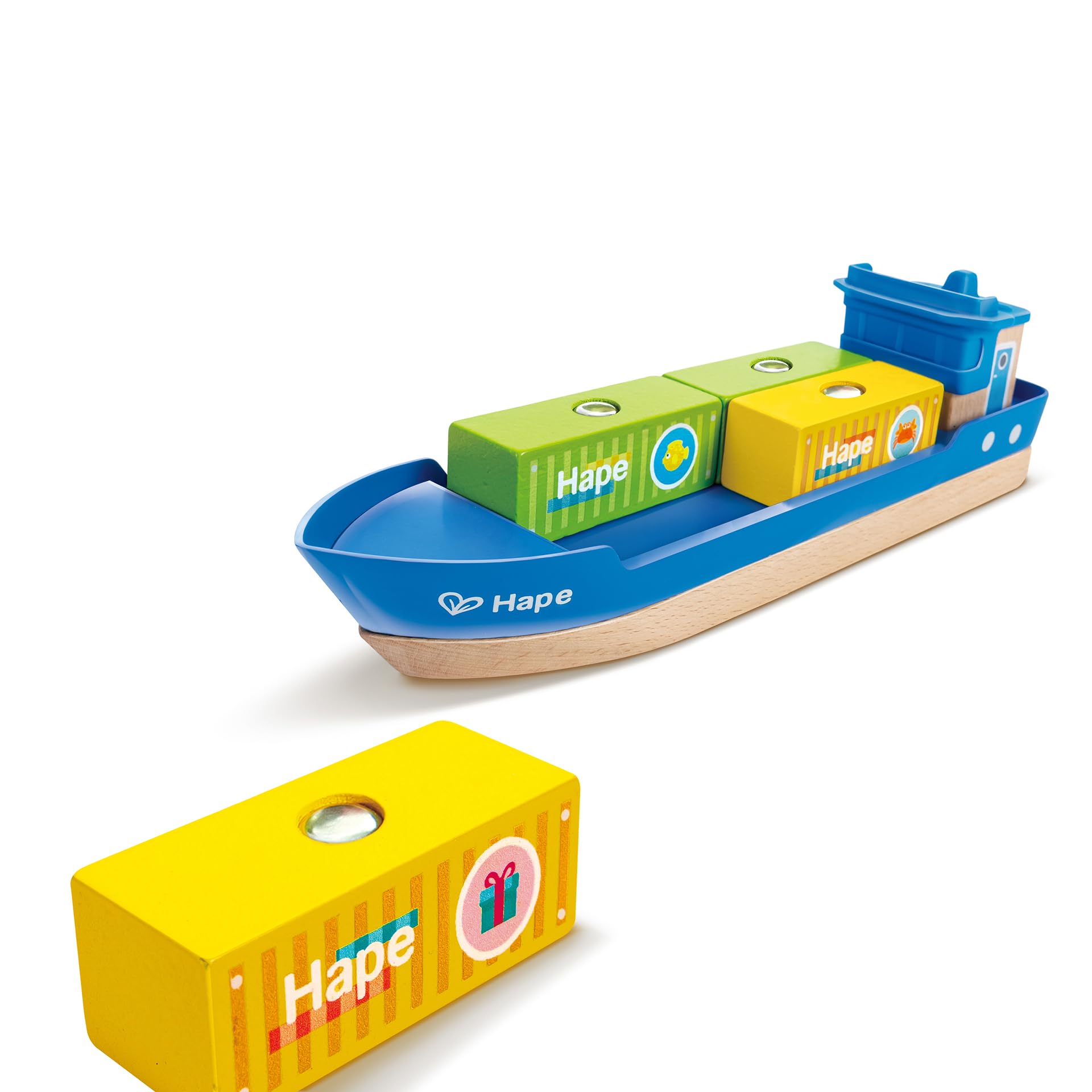 Hape Giochi Nave da Carico e Gru nave giocattolo magnetica
