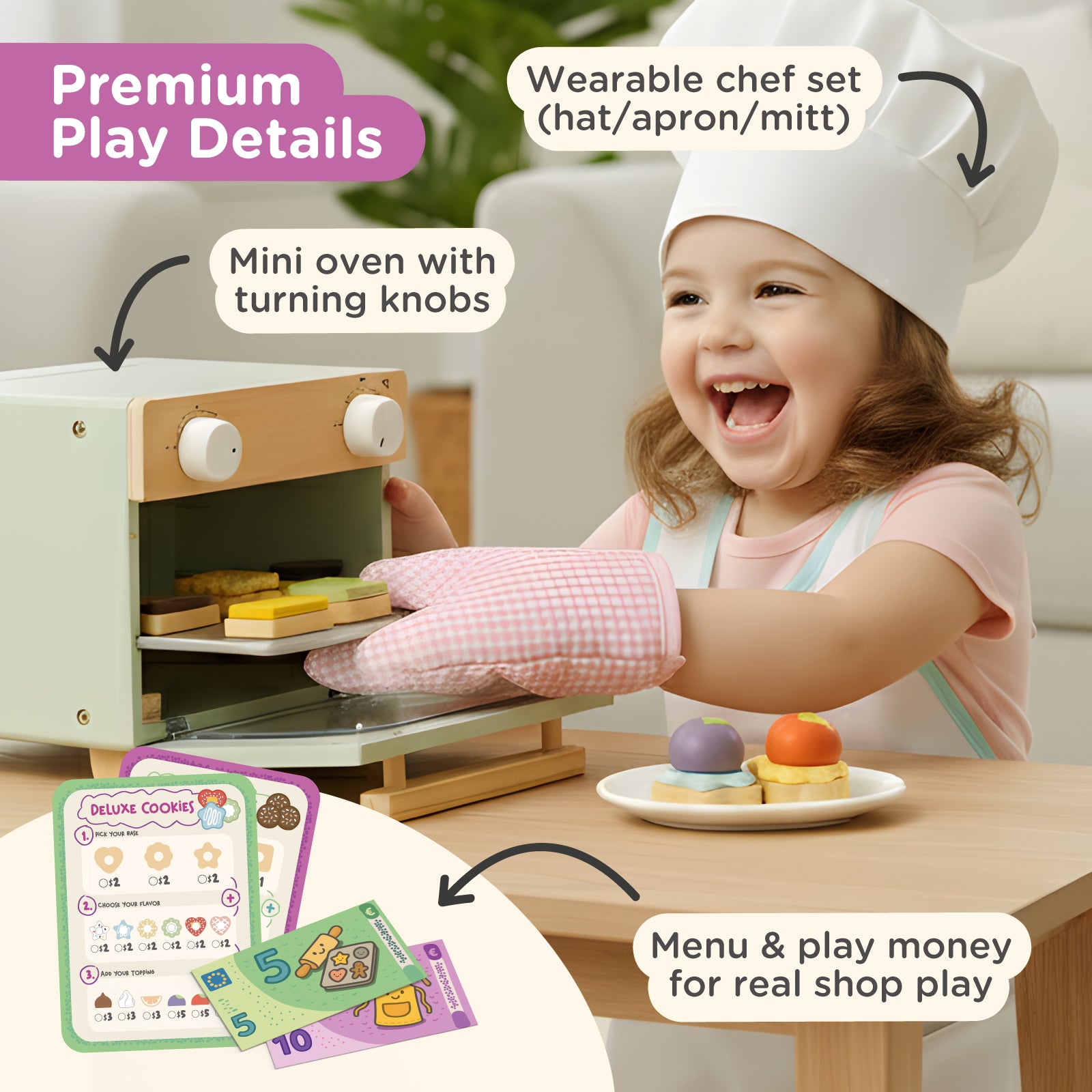 Nene Toys Kitchens & Pretend Play Little Cookie Bakery, forno giocattolo