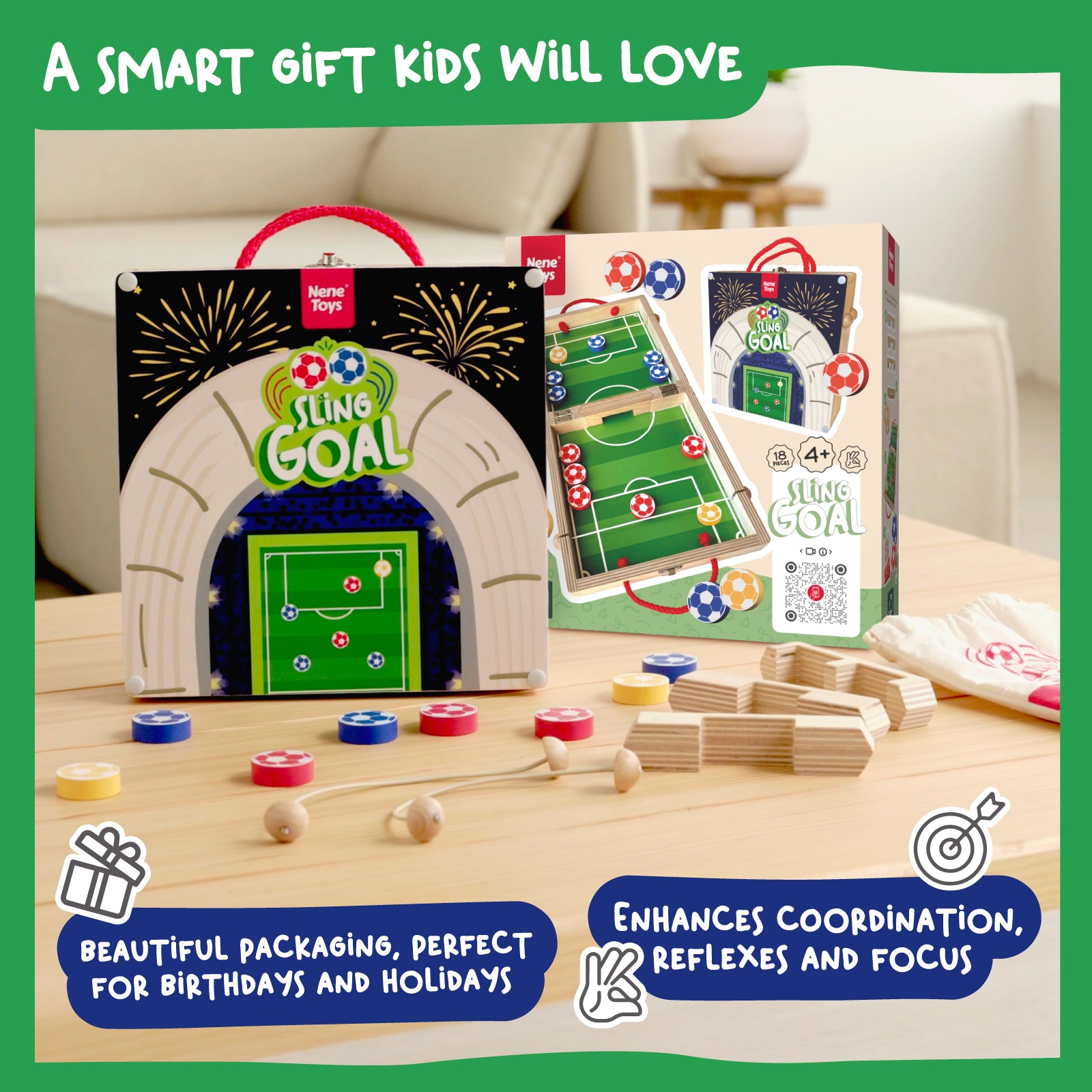 Nene Toys Family Games Sling Goal gioco di lancio in legno