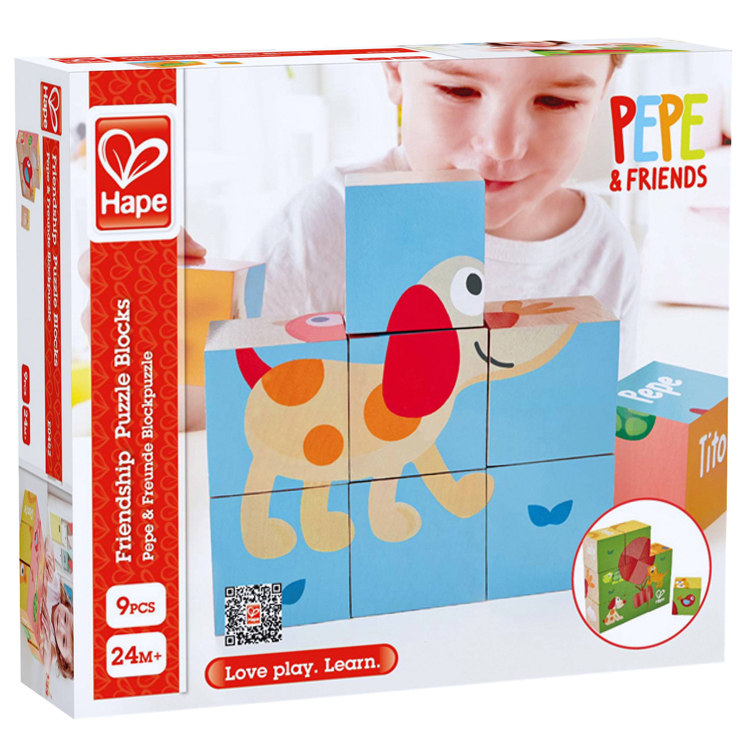 Hape Puzzle E0452 Pepe und Friends puzzle a blocchi legno 9 pezzi