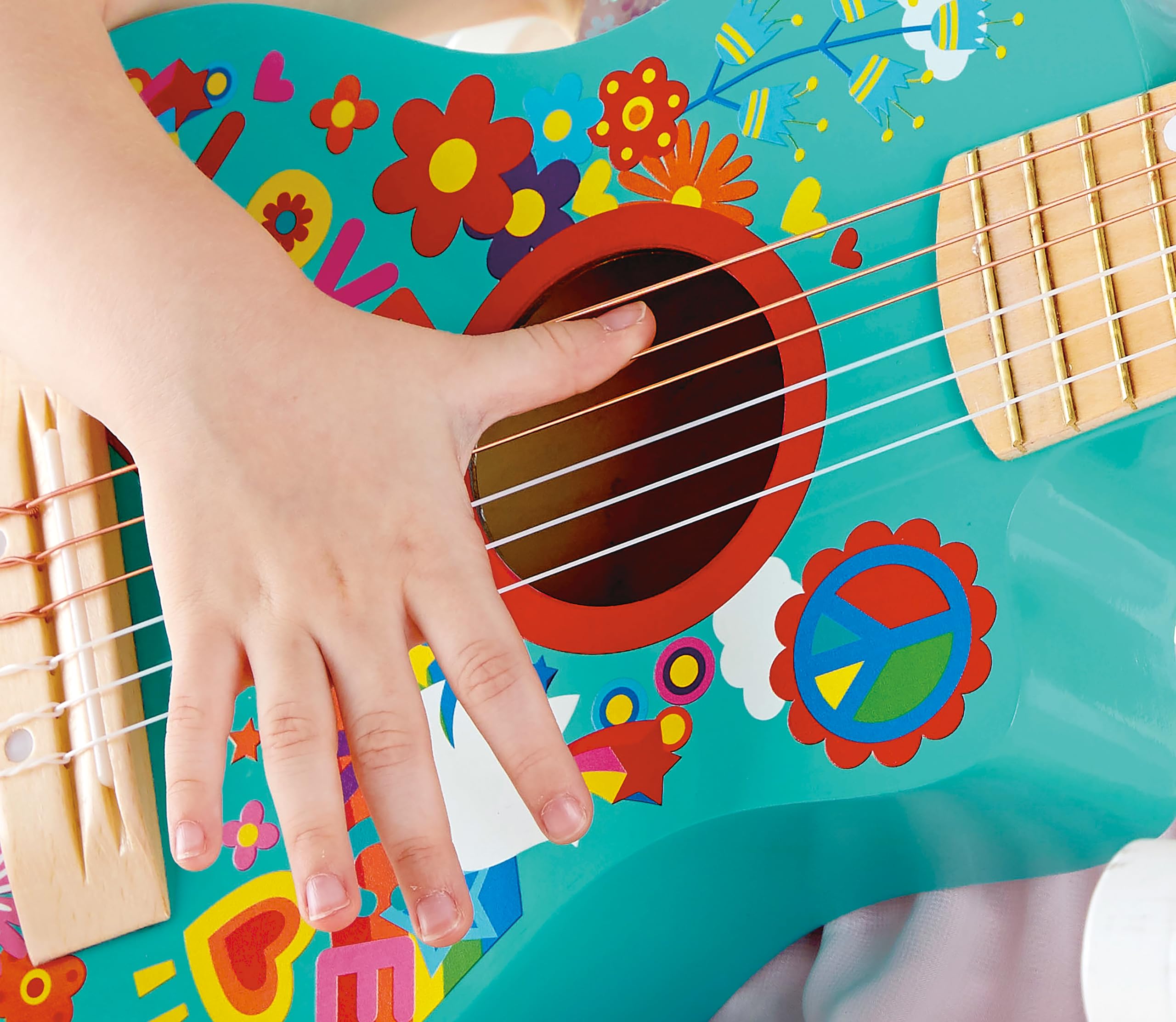 Hape Giochi musicali Chitarra Figli dei Fiori blu guitalele