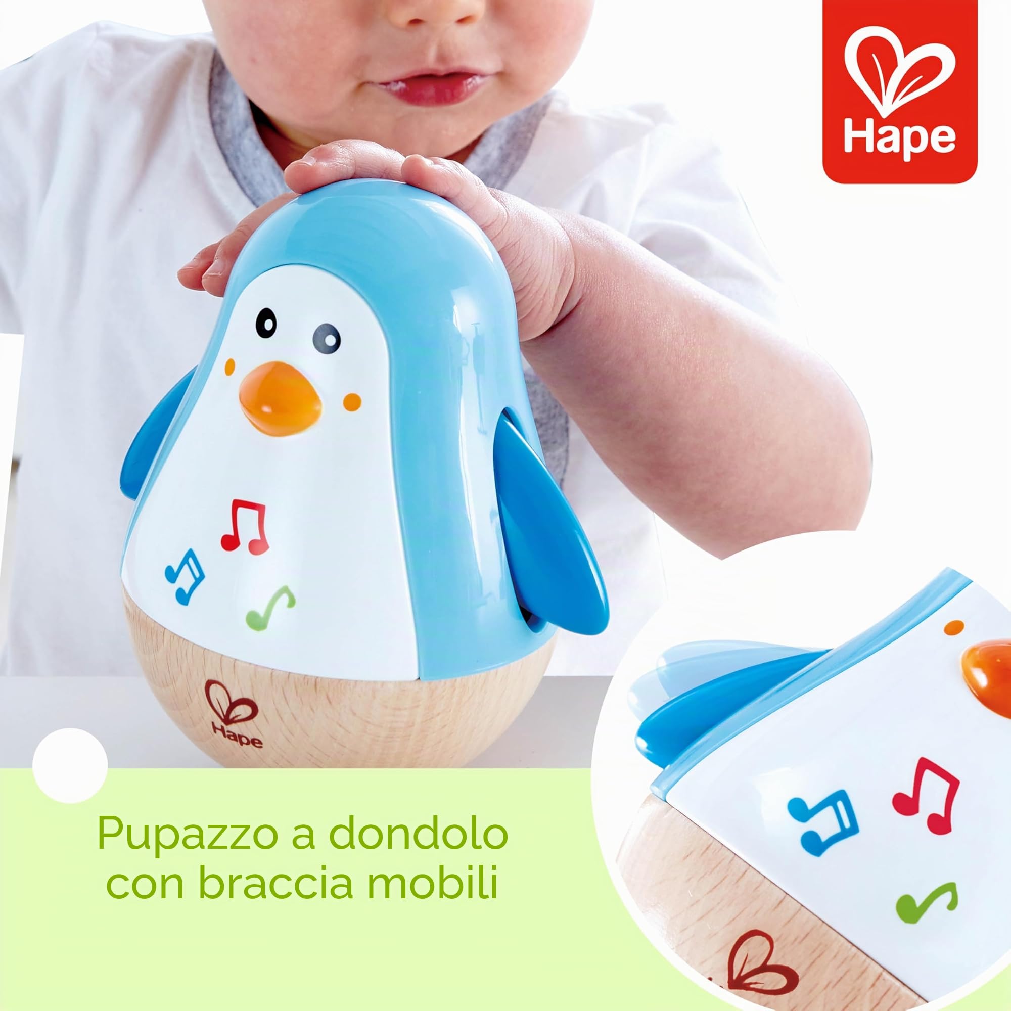 Hape Giochi musicali Pinguino Musicale Oscillante giocattolo in legno
