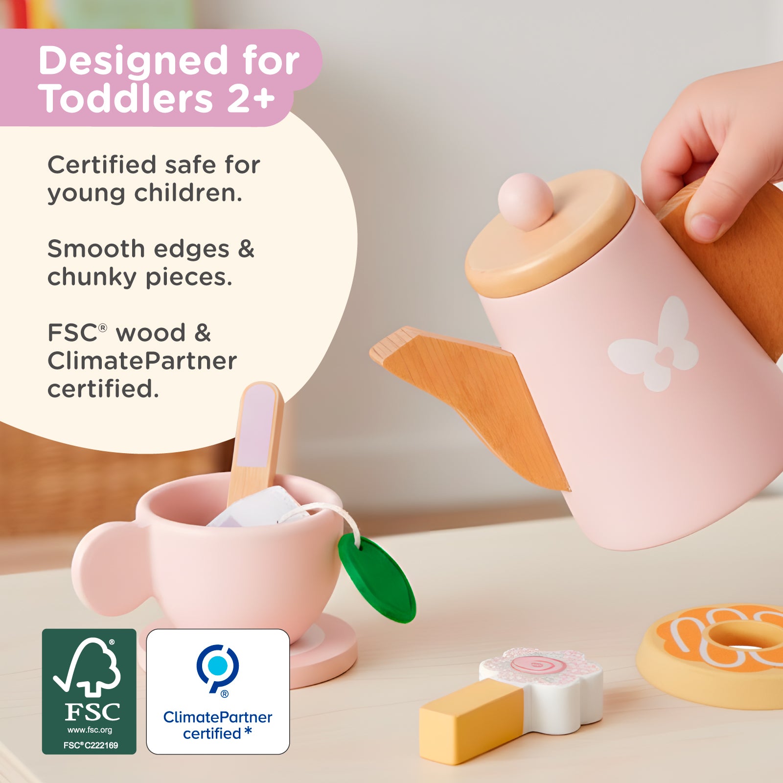 Nene Toys Kitchens & Pretend Play Wooden Tea Party Set set tè in legno