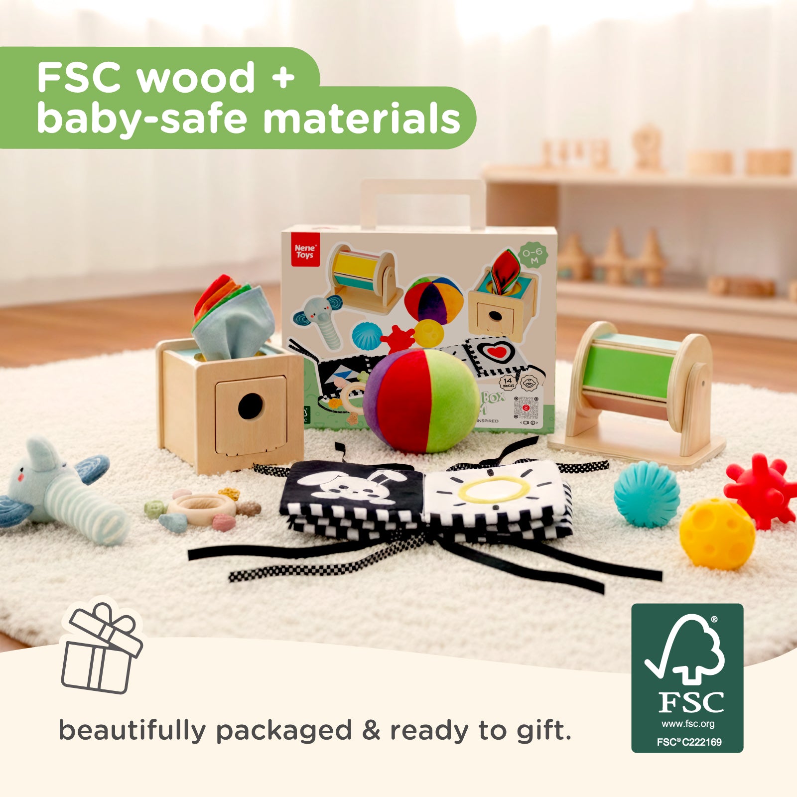 Nene Toys Baby & Toddler Toys Learning Box 0–6 Months set neonato
