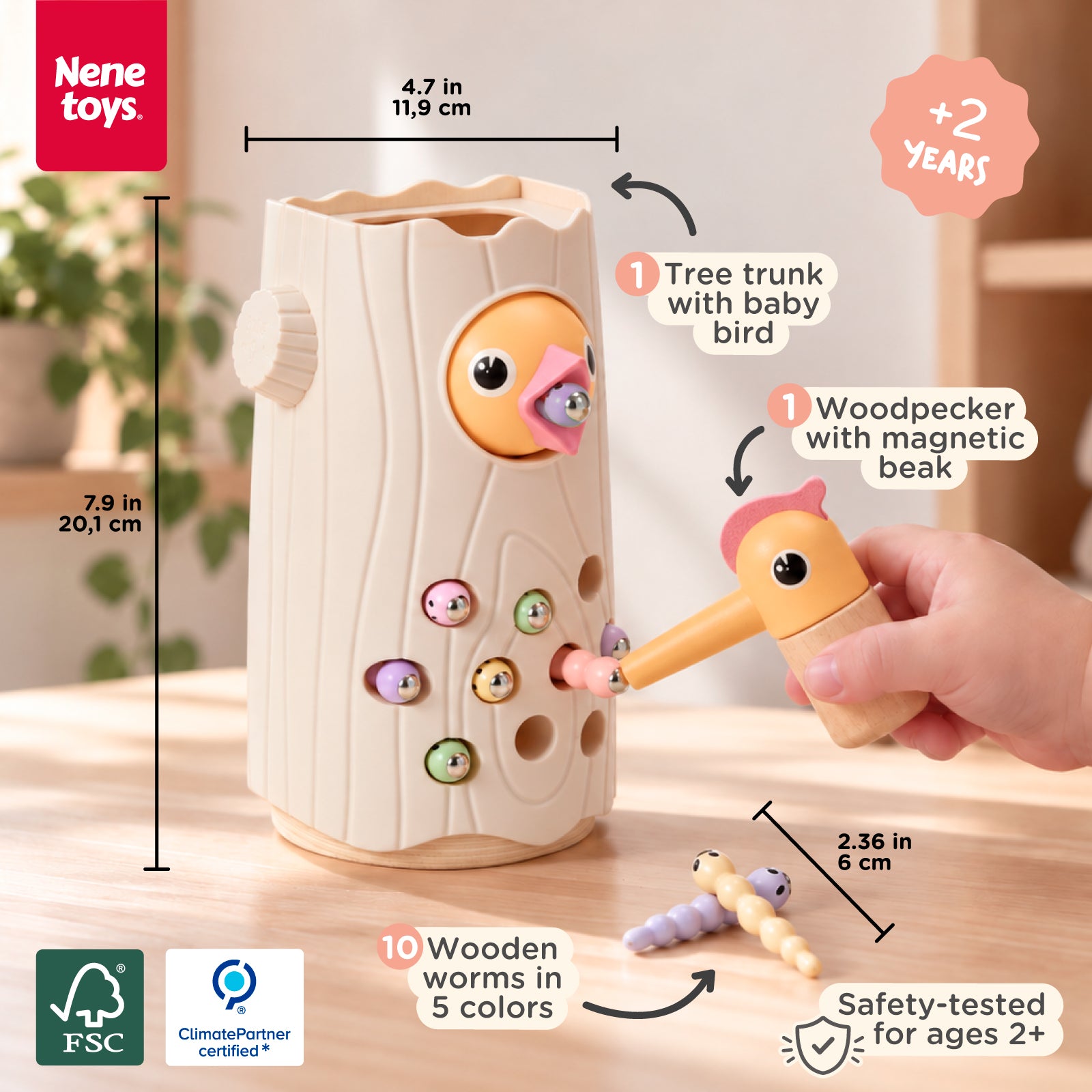 Nene Toys Baby & Toddler Toys Little Woodpecker, gioco magnetico rosa