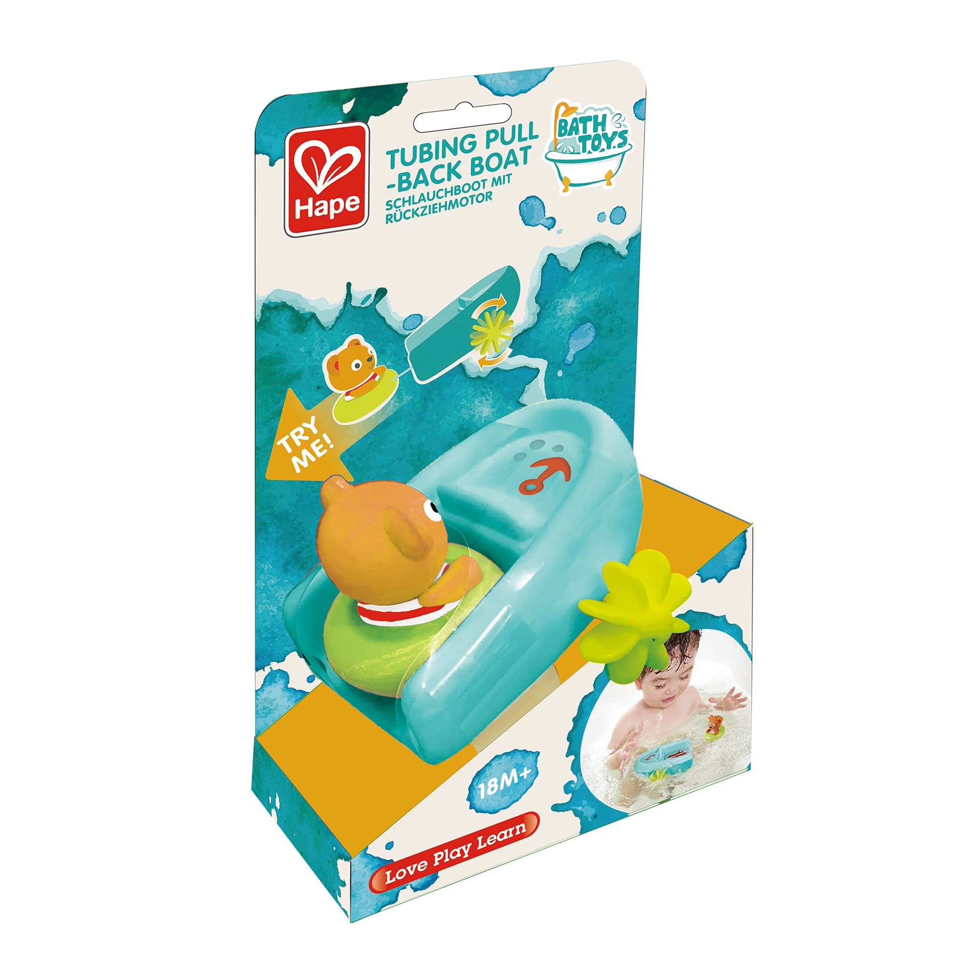 Hape Giochi da bagno E0217 barca a molla multicolore con orso