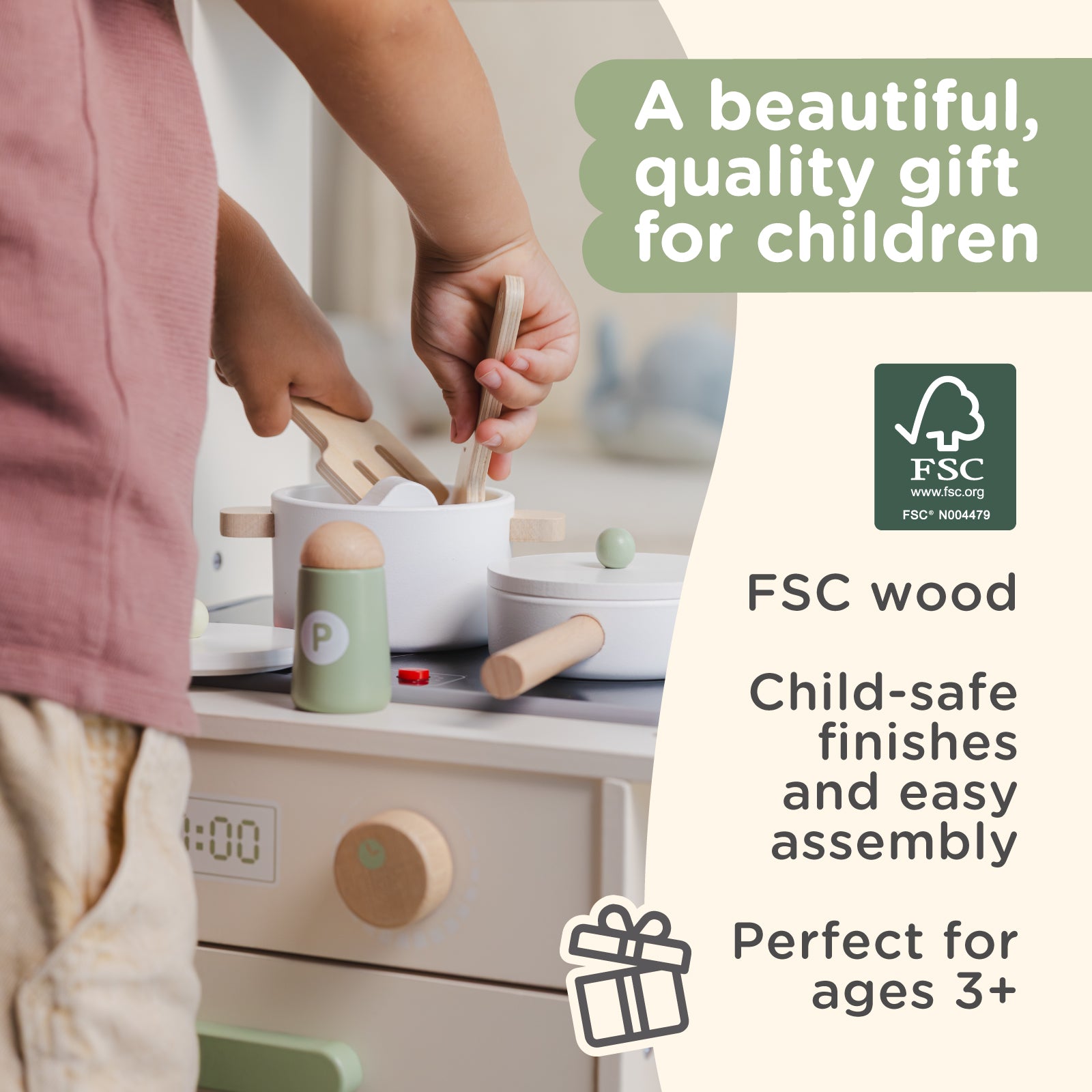 Nene Toys Kitchens & Pretend Play Wooden Kitchen Set – Nordic Style cucina in legno
