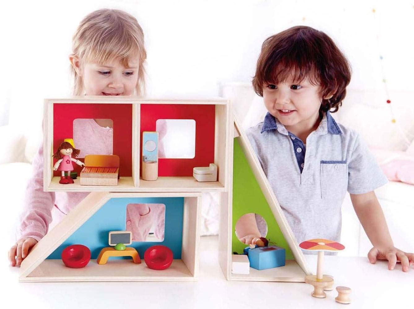Hape Case delle bambole E3404 casa delle bambole fai da te con mobili