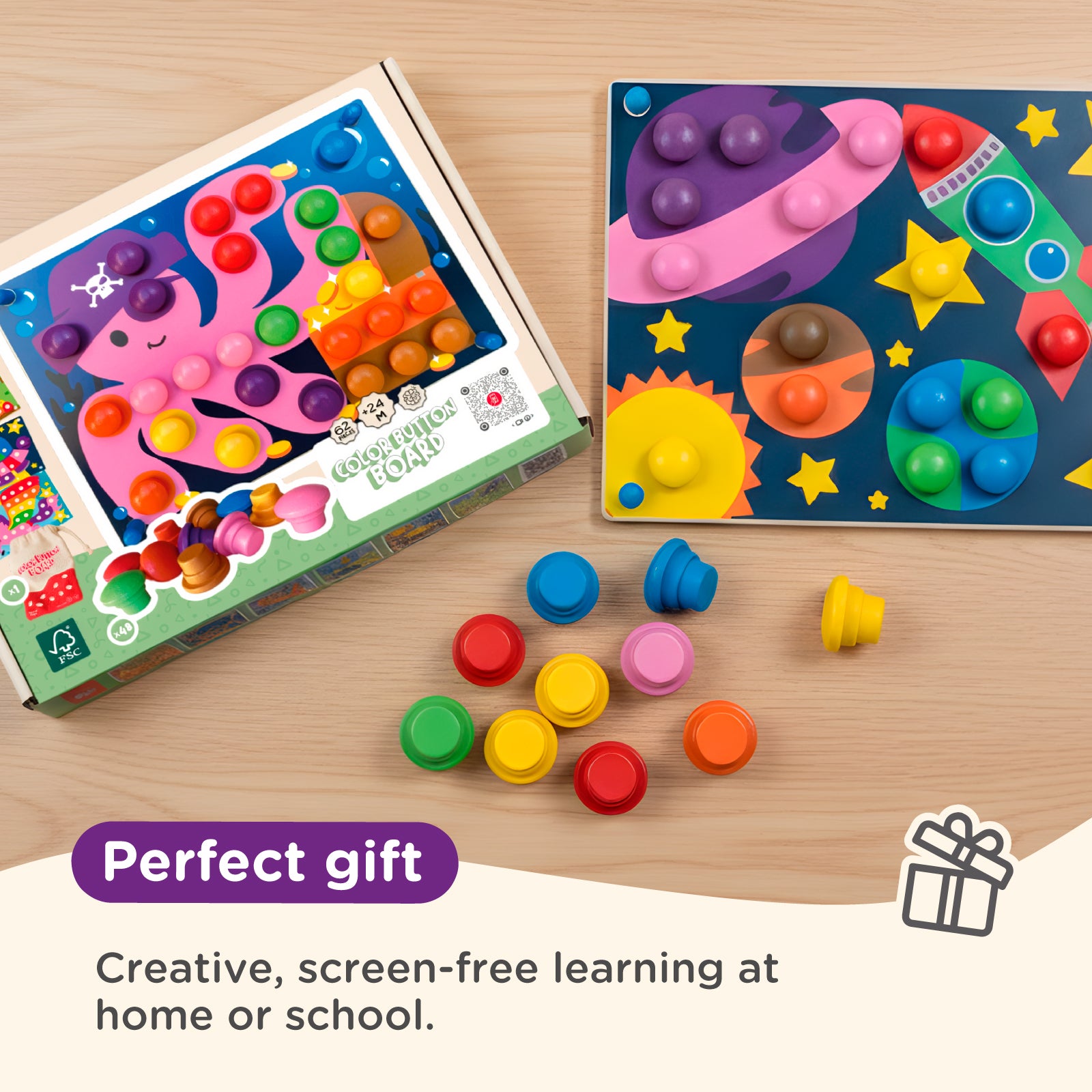 Nene Toys Puzzles & Learning Color Botton Board 48pcs [Big Edition] tavola bottoni