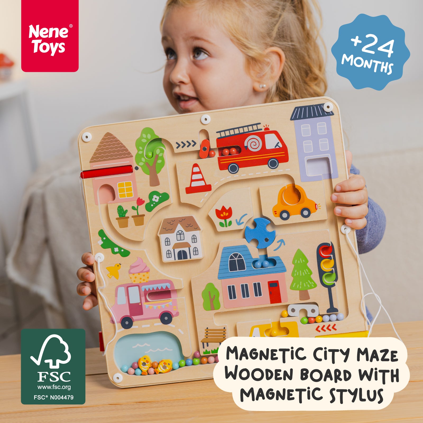 Nene Toys Puzzles & Learning Magnetic City Maze labirinto magnetico in legno