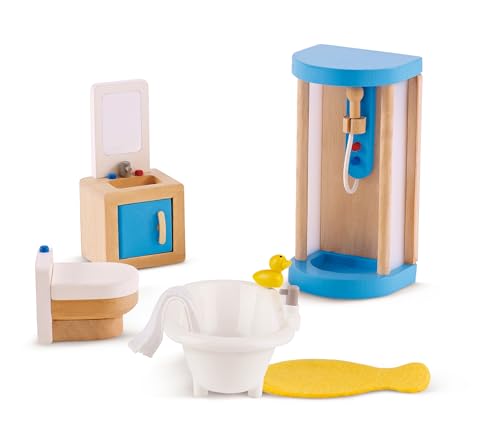 Hape Mobili Bagno con Doccia per casa delle bambole in legno