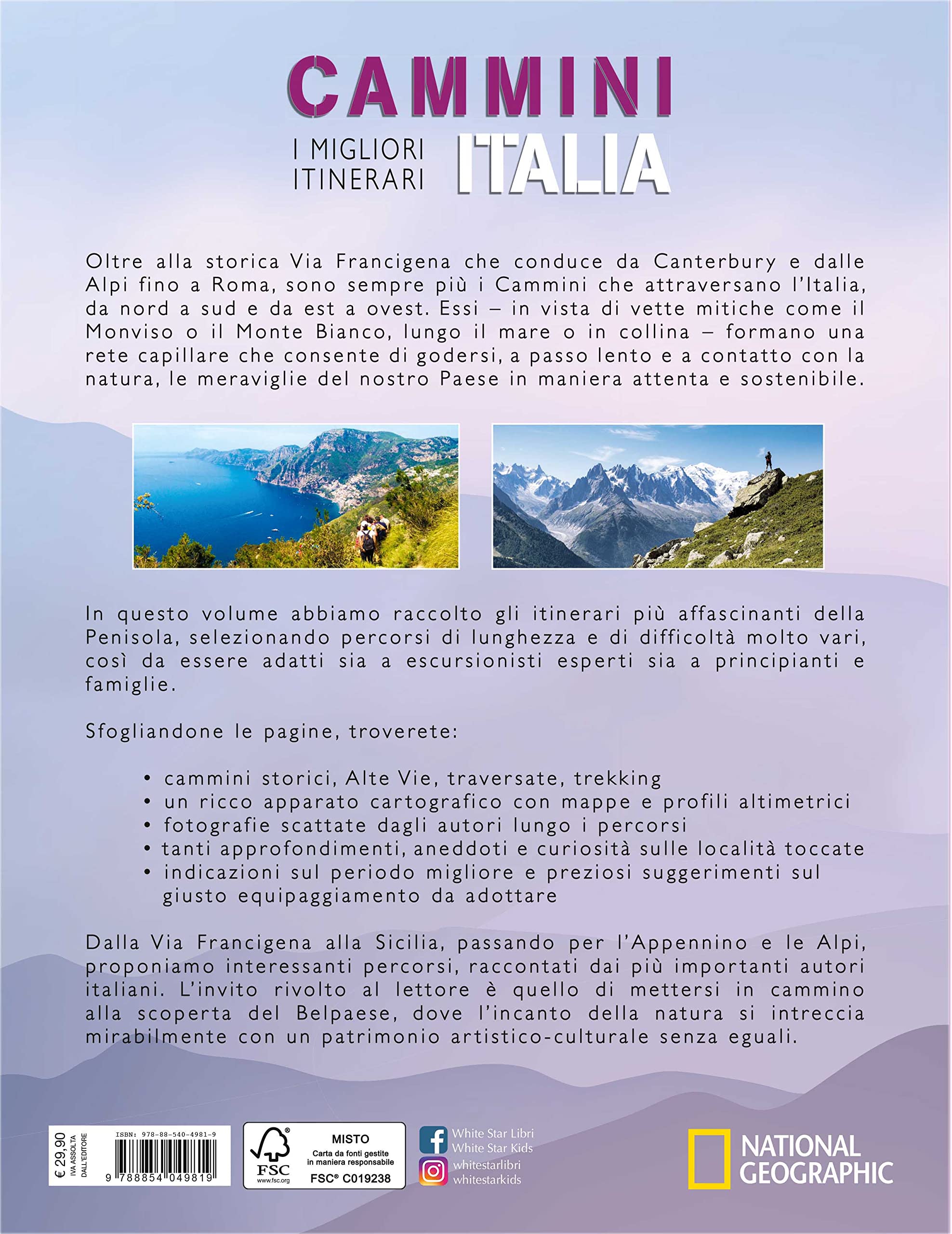 National Geographic – Libri Cammini Italia 10 migliori itinerari di escursionismo guida