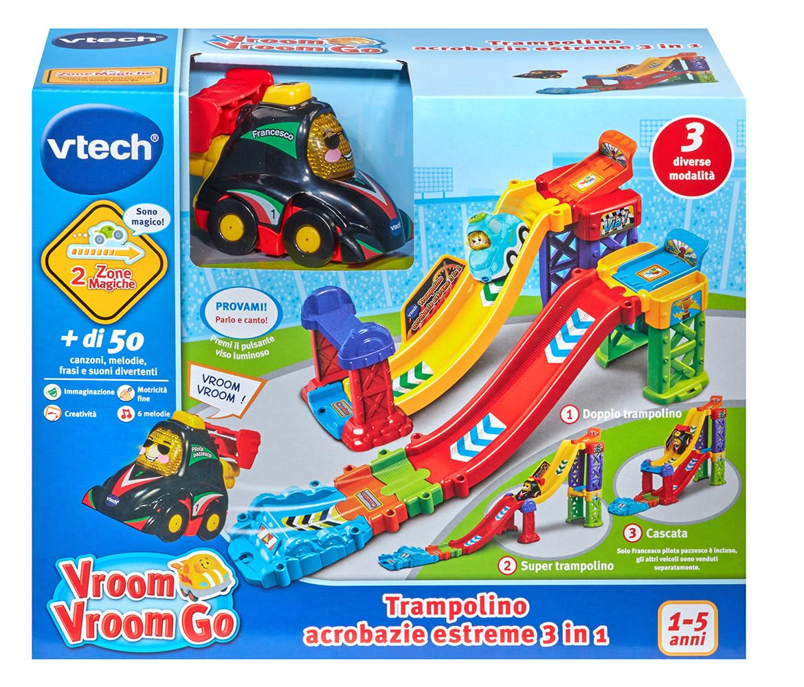 VTech Vroom Vroom Go Trampolino Acrobazie Estreme 3 in 1 pista 1-5 anni