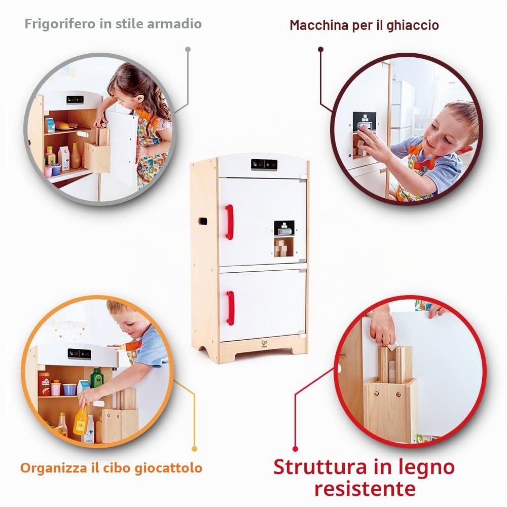 Hape Cucina e accessori E3153 frigorifero giocattolo bianco in legno
