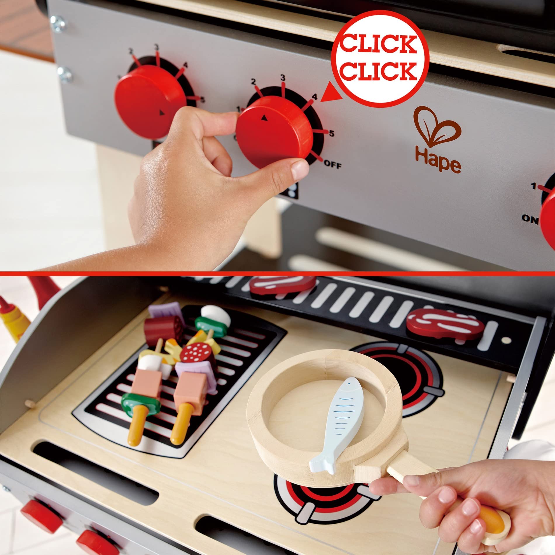 Hape Cucina e accessori E3127 Griglia del Buongustaio barbecue in legno