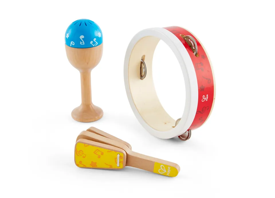Hape Giochi musicali Set percussioni bambini tamburello maracas batacchio
