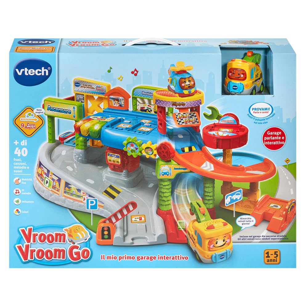 VTech Vroom Vroom Go Il Mio Primo Garage pista macchinine parlante