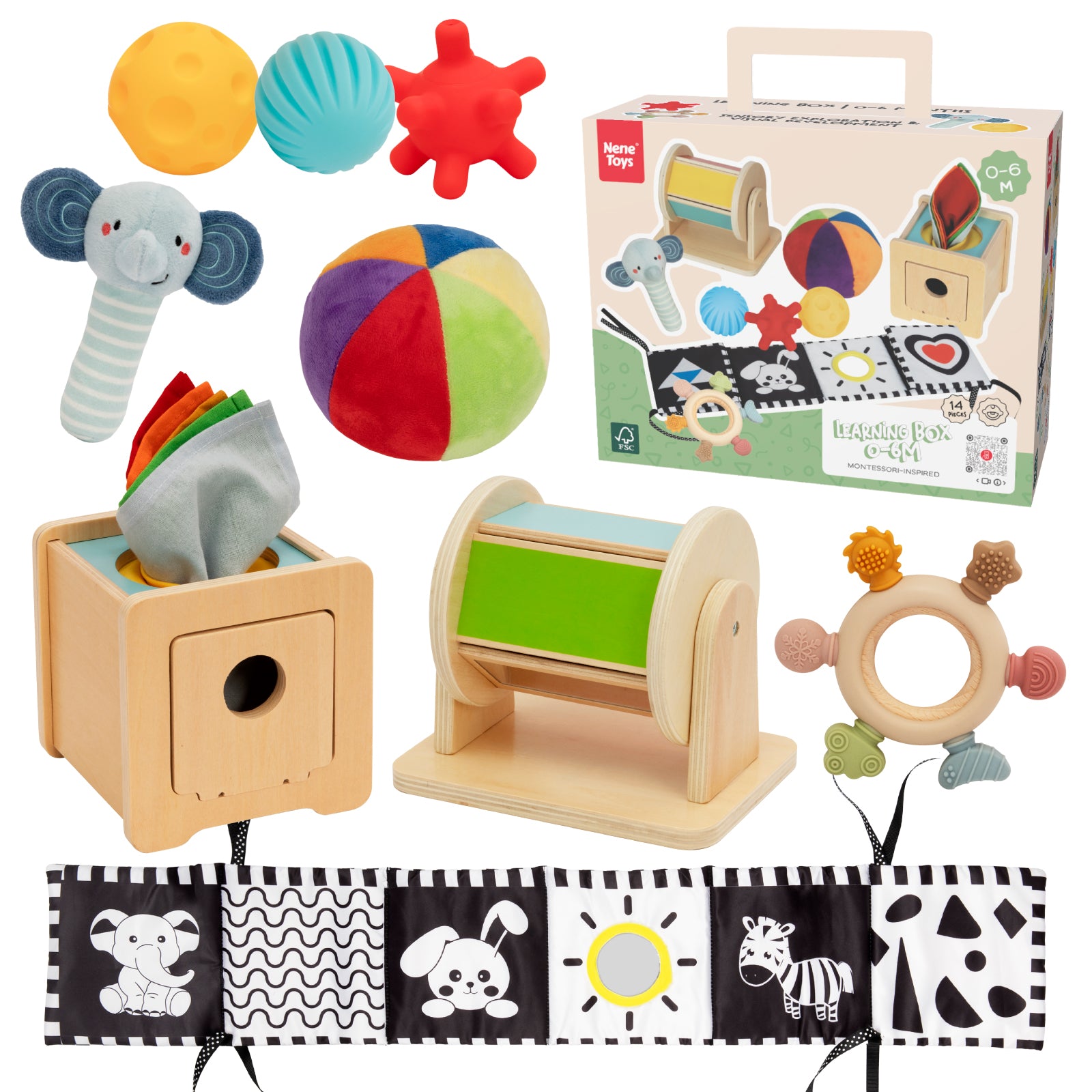 Nene Toys Baby & Toddler Toys Learning Box 0–6 Months set neonato