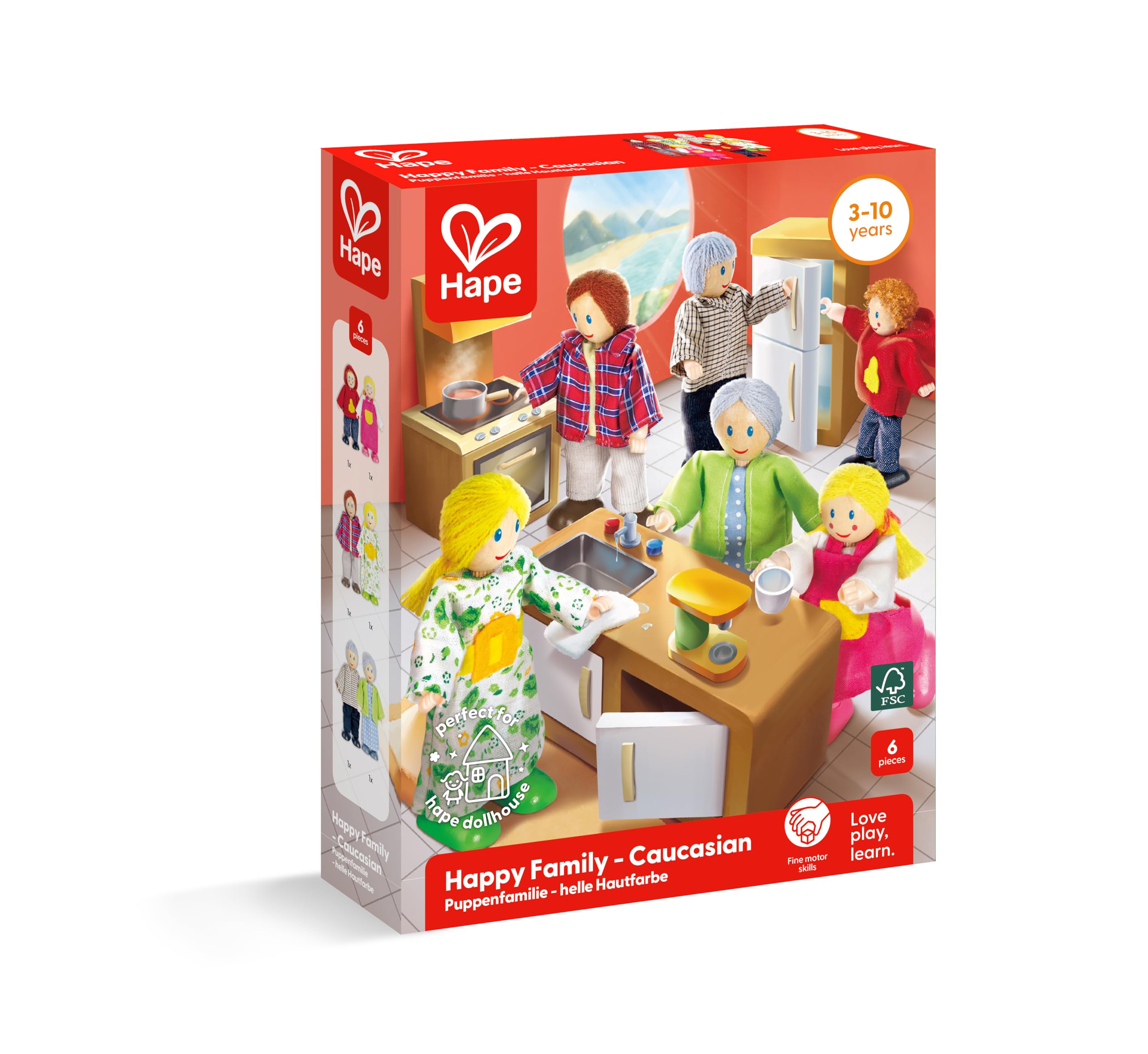Hape Case delle bambole e accessori E3500 Famiglia Felice bambole in legno