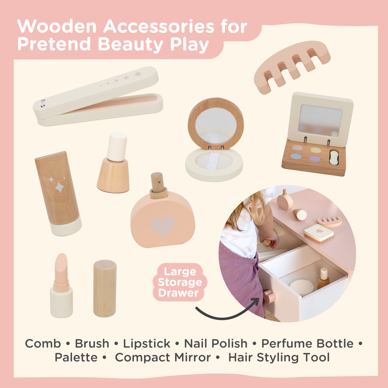 Nene Toys Kitchens & Pretend Play My First Vanity Table toeletta giocattolo