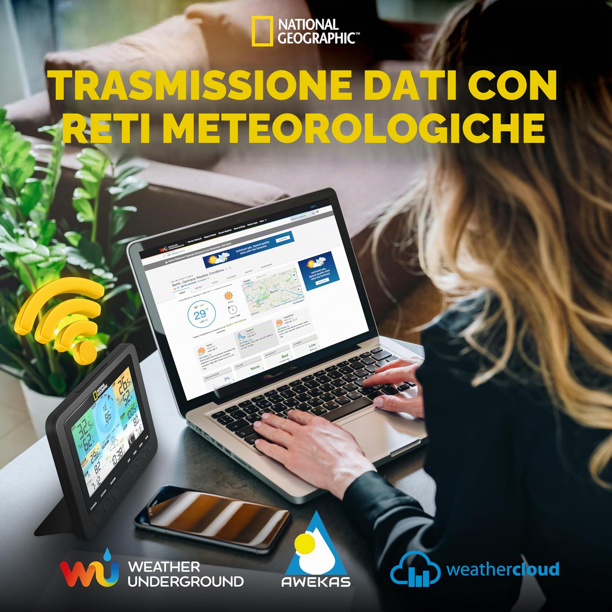 National Geographic Stazioni meteorologiche ed elettronica outdoor Stazione meteo wireless 7 in 1