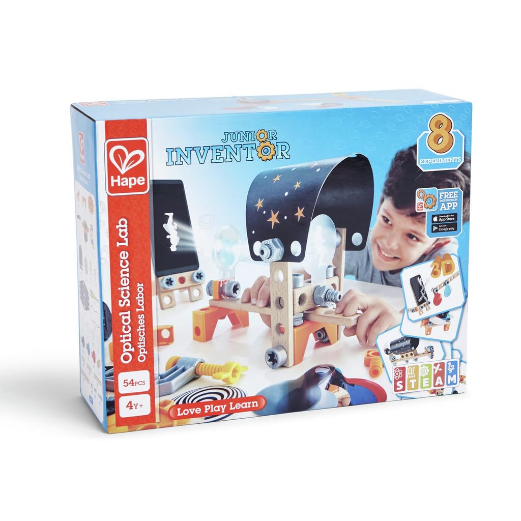 Hape Junior Inventor Laboratorio di Scienze Ottiche, kit 8 esperimenti