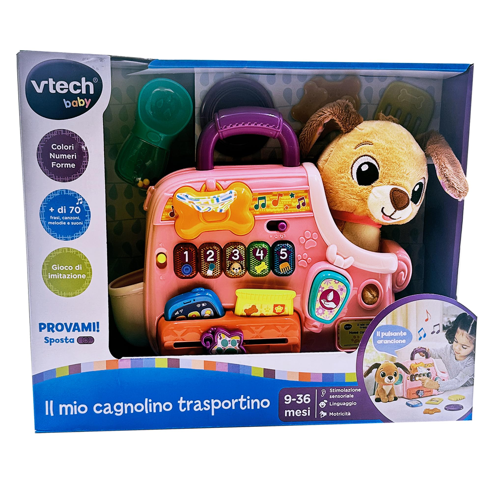 VTech Il Mio Cagnolino trasportino interattivo con accessori