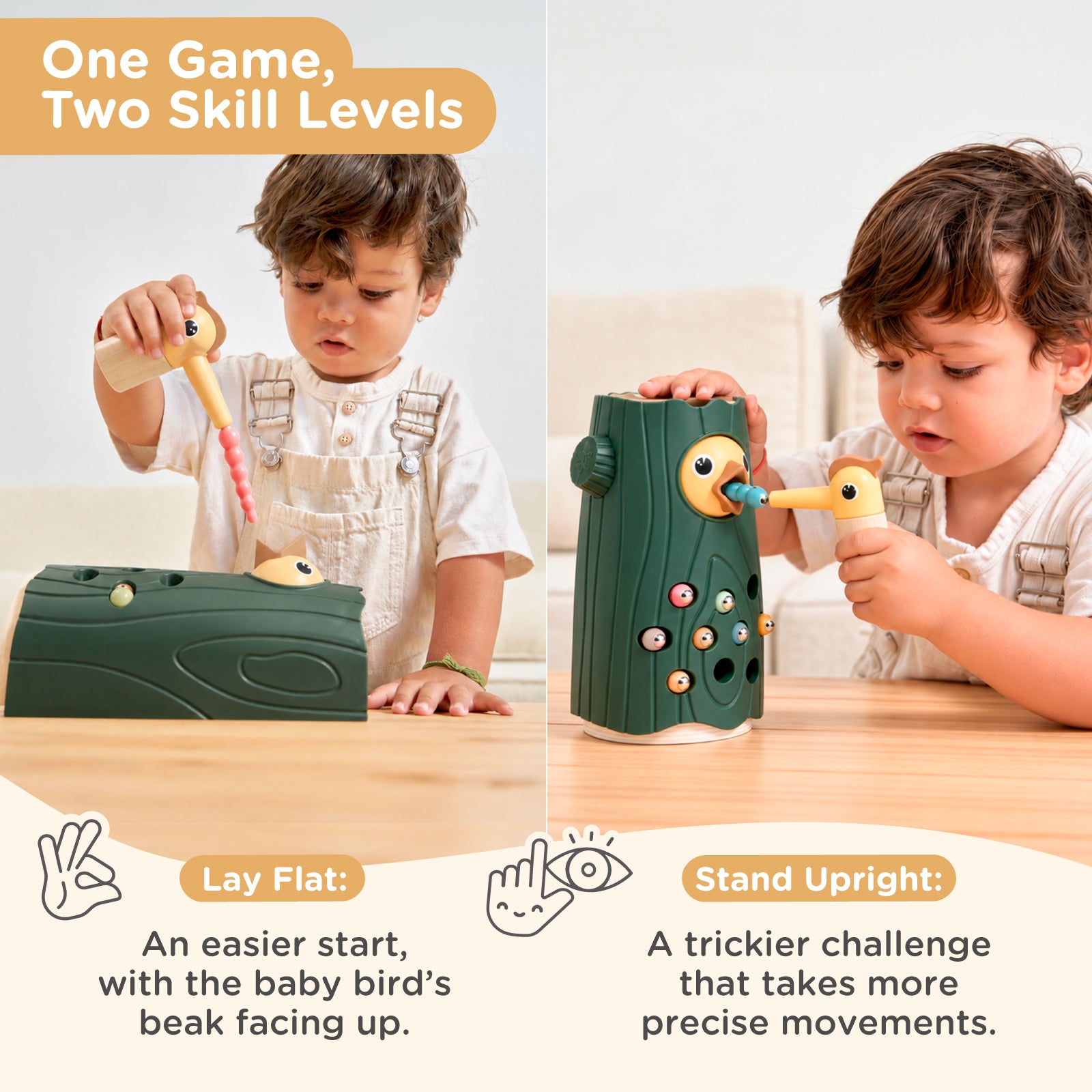 Nene Toys Baby & Toddler Toys Little Woodpecker, gioco magnetico verde