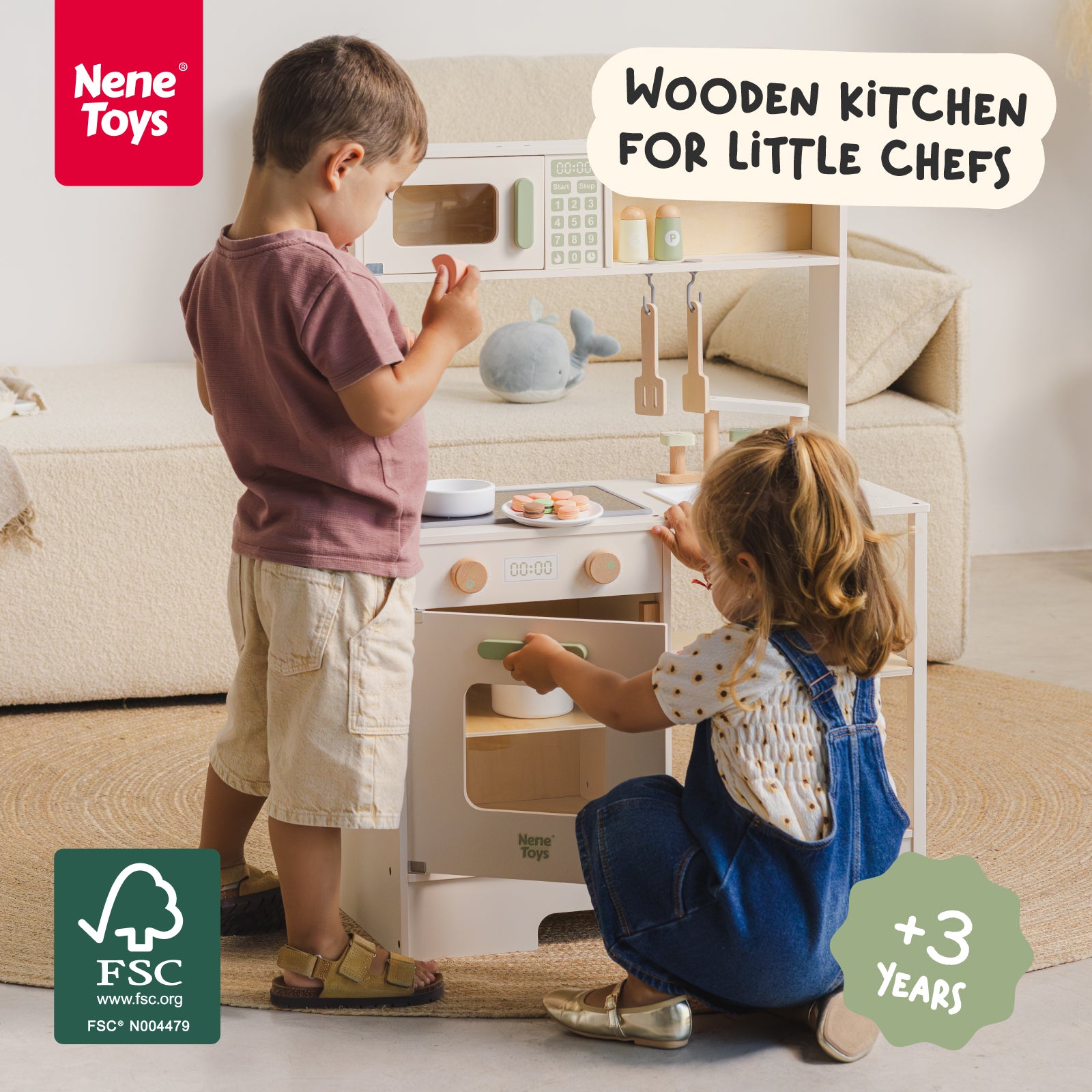 Nene Toys Kitchens & Pretend Play Wooden Kitchen Set – Nordic Style cucina in legno