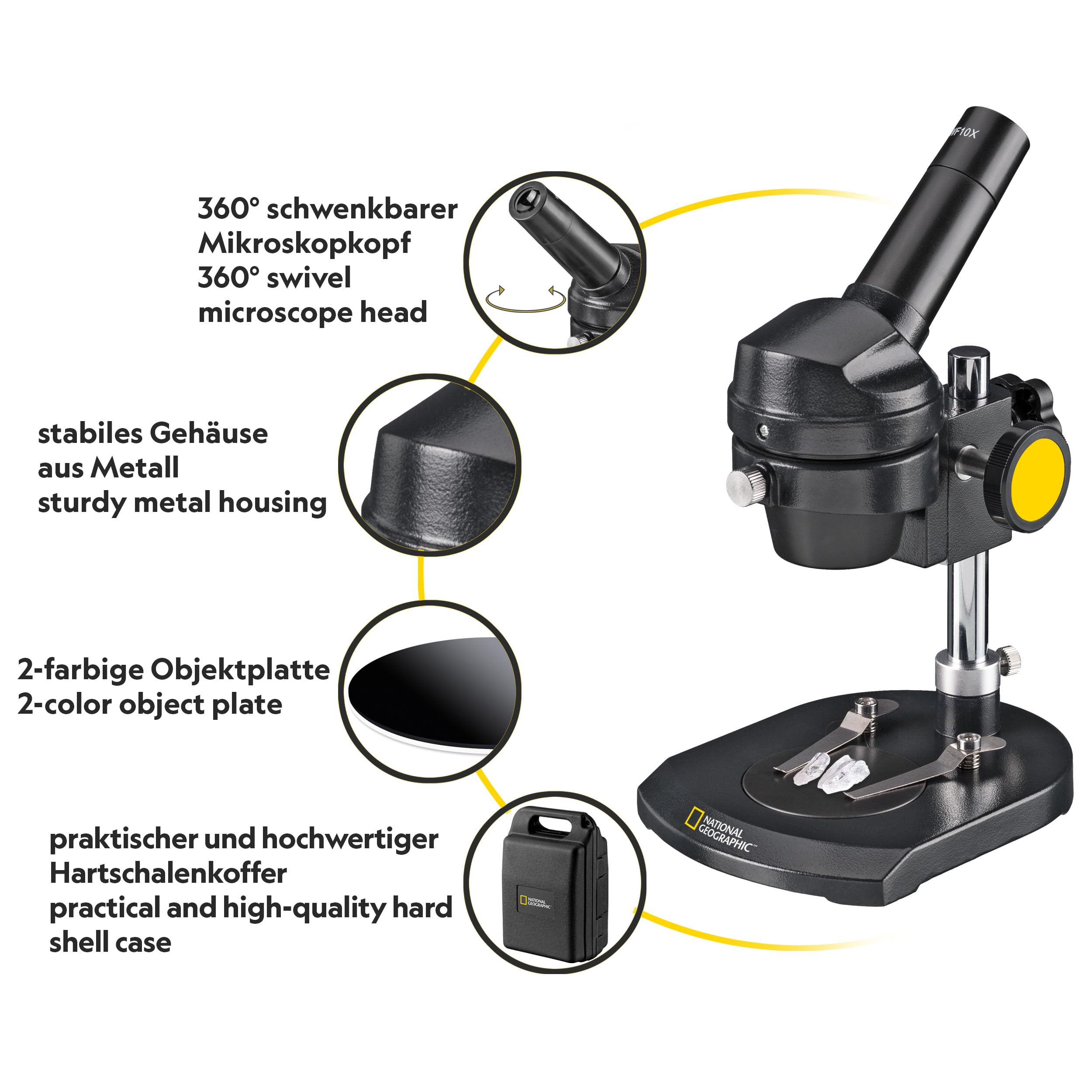 National Geographic Microscopi 9119100 microscopio 20x luce riflessa con custodia