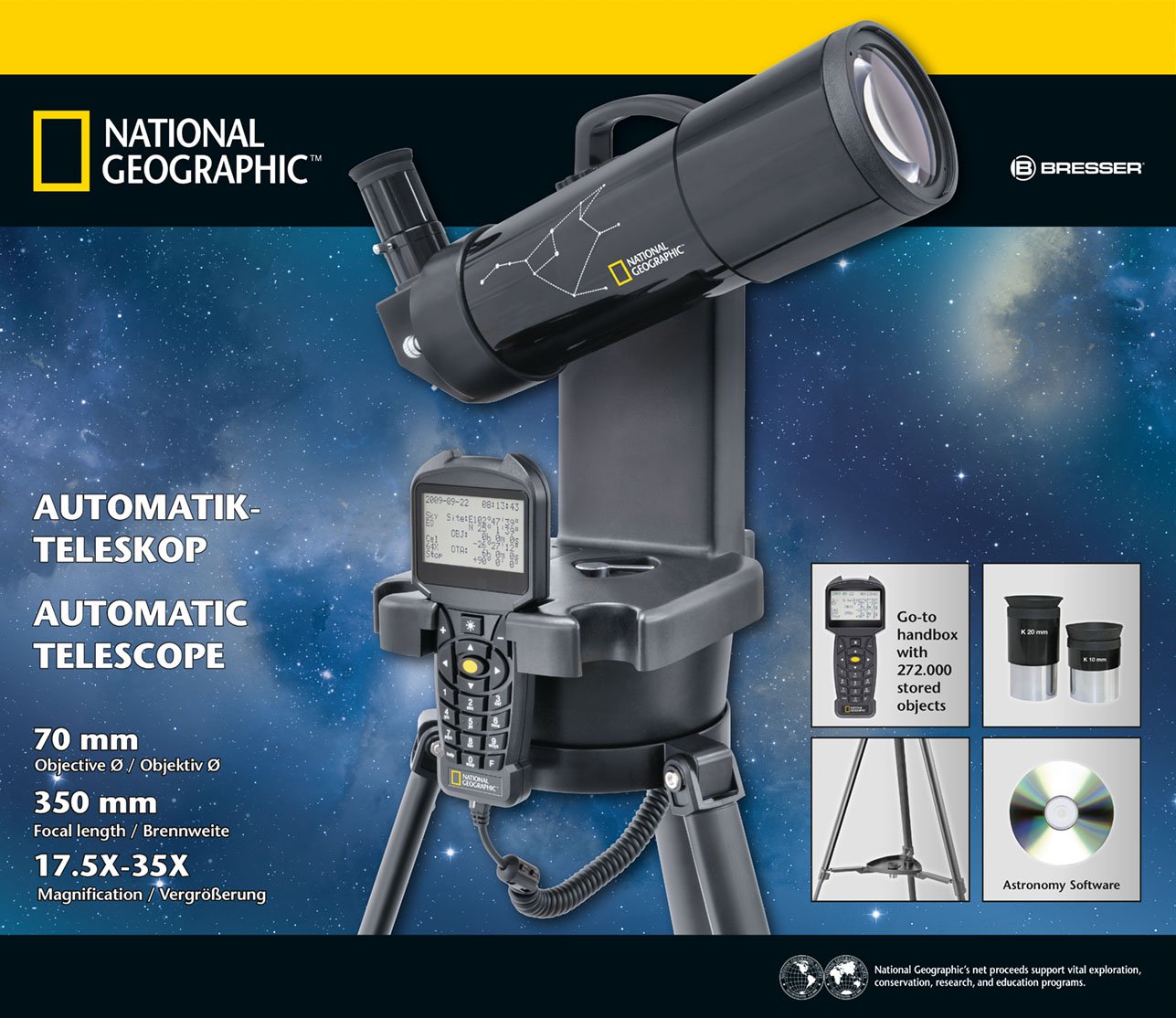 National Geographic Telescopi 9062000 telescopio automatico 70/350 compatto