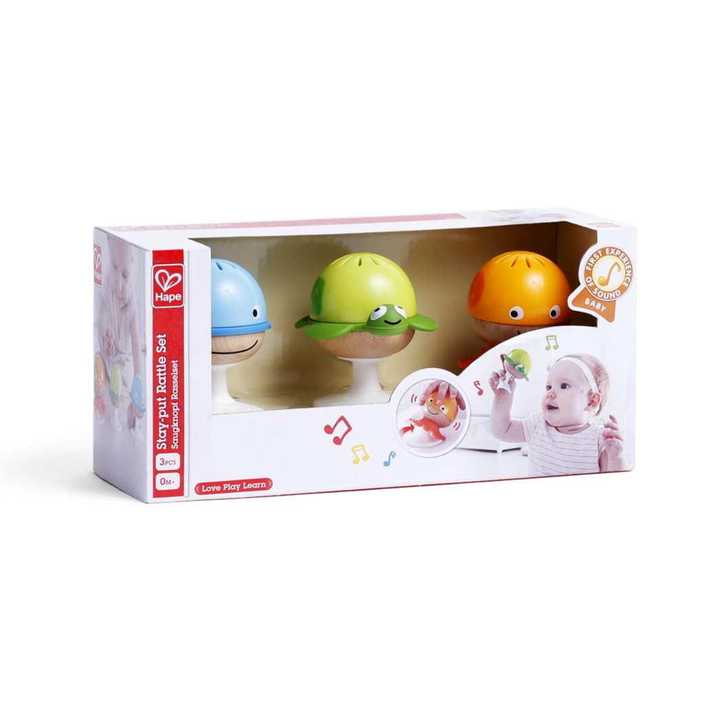 Hape Giocattoli per l'infanzia Set Sonagli sempre in piedi animali marini 3 pezzi