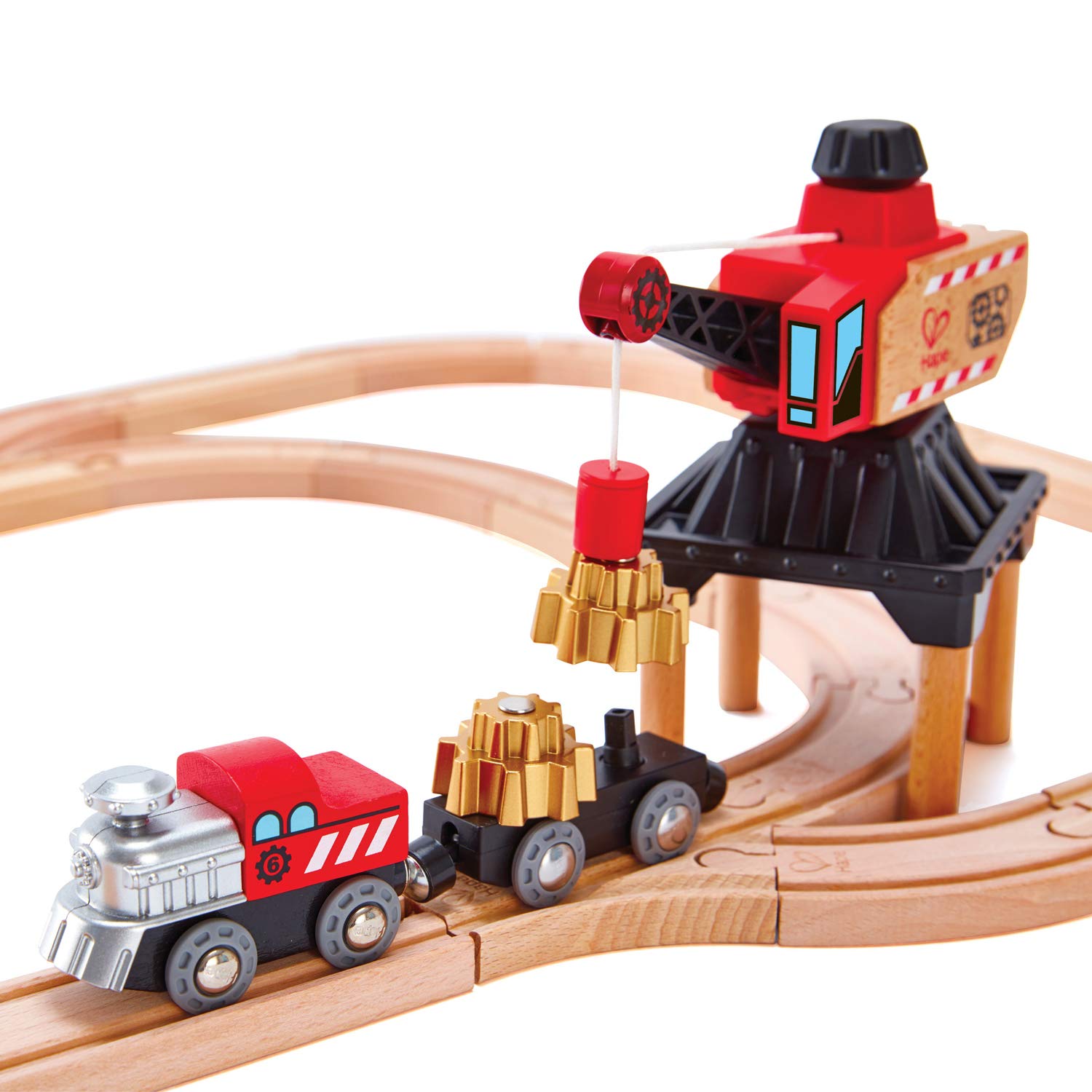 Hape Treno E3751 locomotiva con ingranaggi per binari in legno