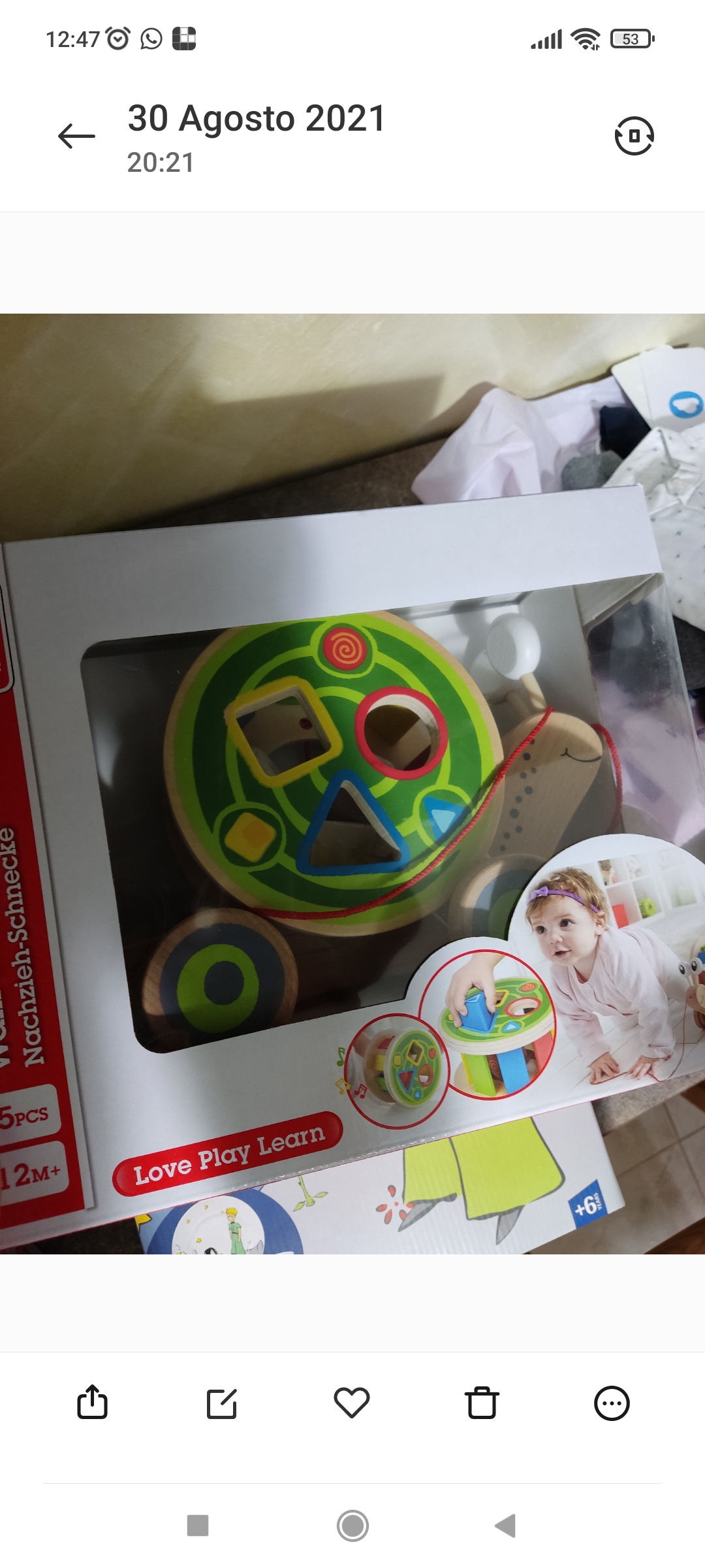Hape Spingi e cammina Lumaca da trainare giocattolo in legno con forme a incastro