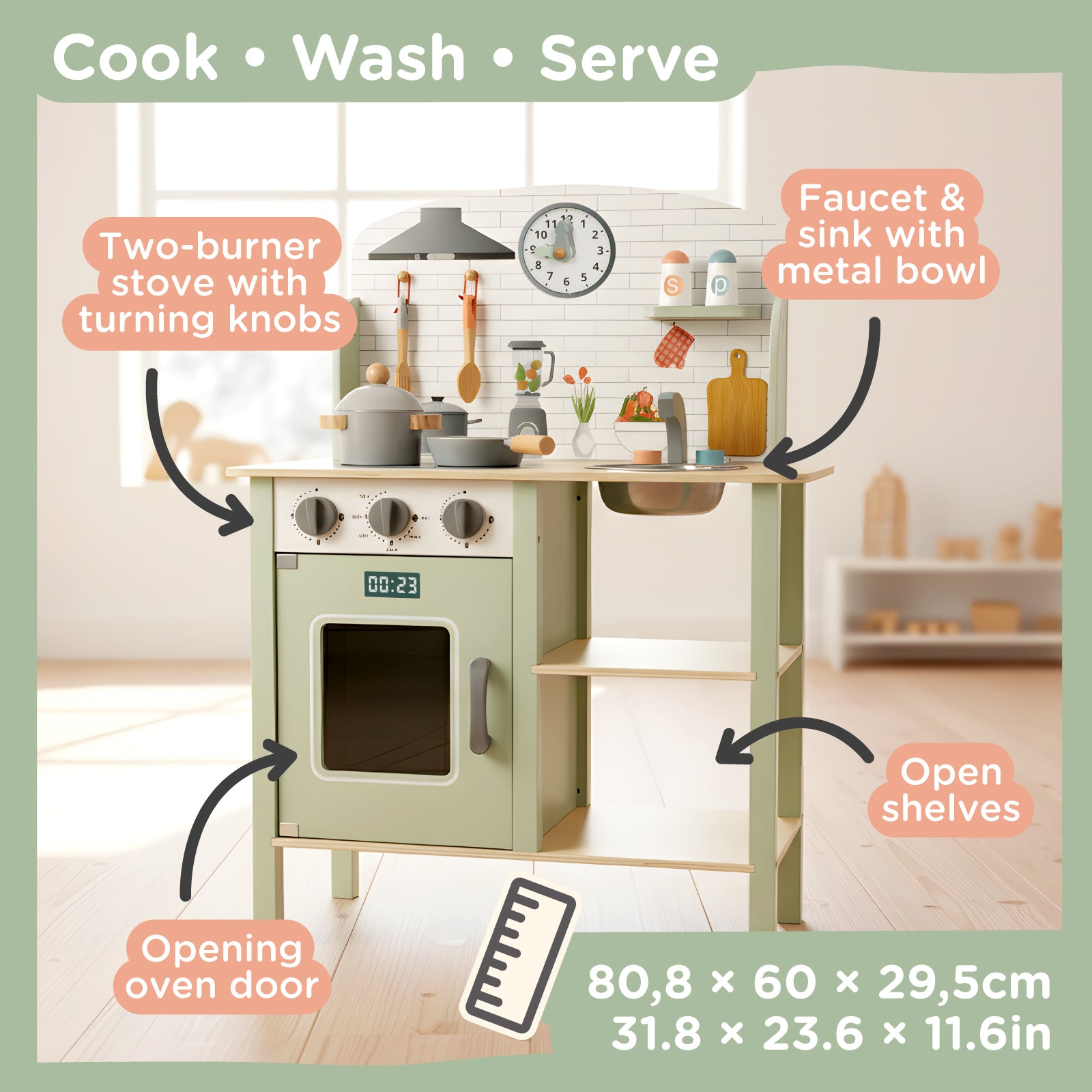 Nene Toys Kitchens & Pretend Play Kitchen Set cucina giocattolo in legno