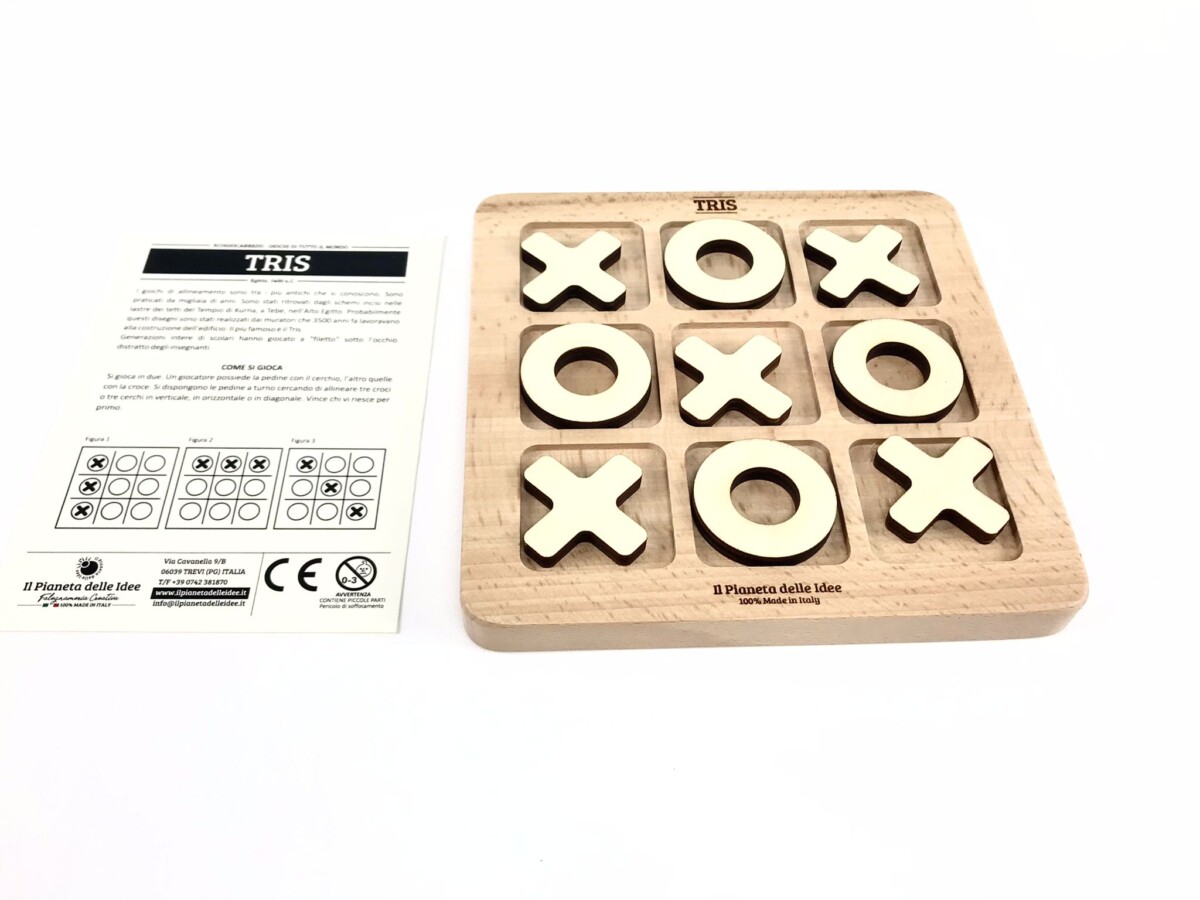 Il Pianeta delle idee Giocare Tris piccolo gioco in legno 15×15 cm
