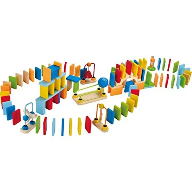 Hape Montare e costruire Set di Domino Dinamici domino in legno 107 pezzi multicolore