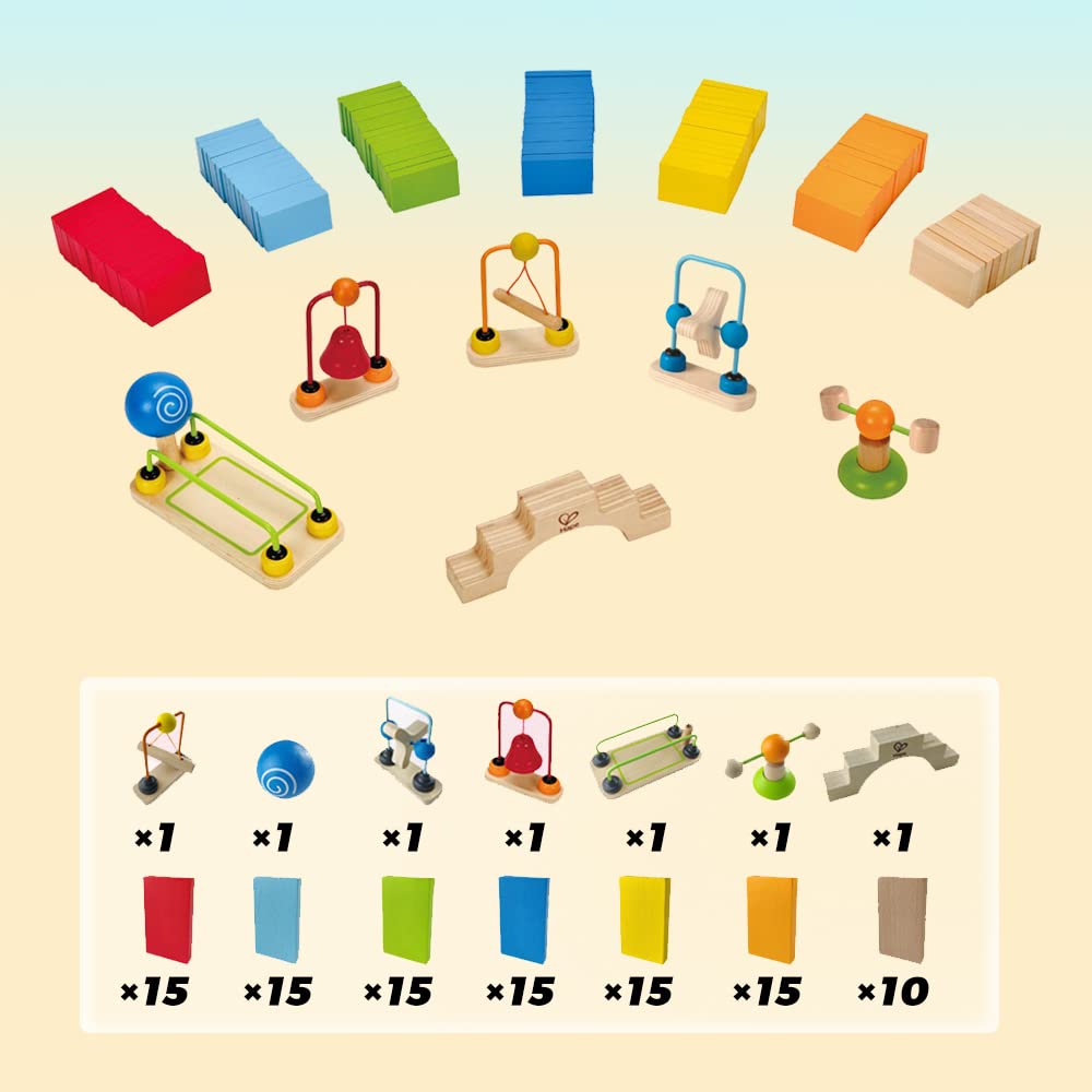 Hape Montare e costruire Set di Domino Dinamici domino in legno 107 pezzi multicolore