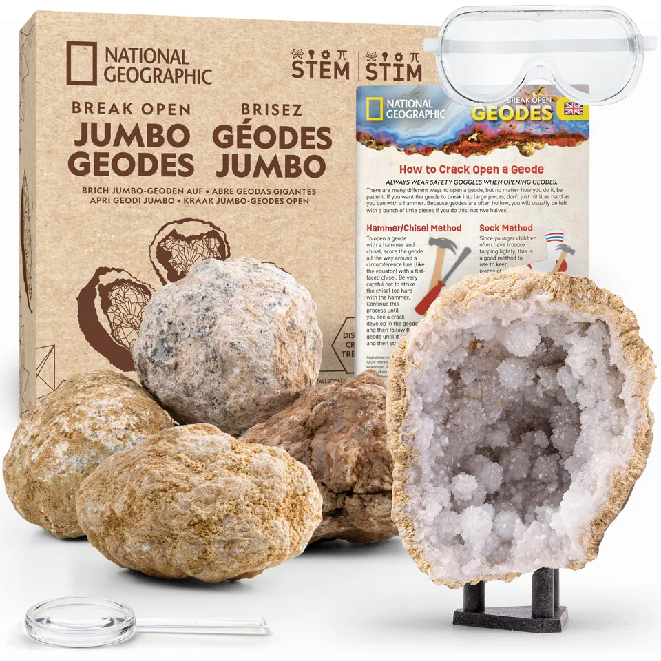 National Geographic Kit scientifici e di scoperta 5 Geodi Jumbo kit 5 pezzi naturali