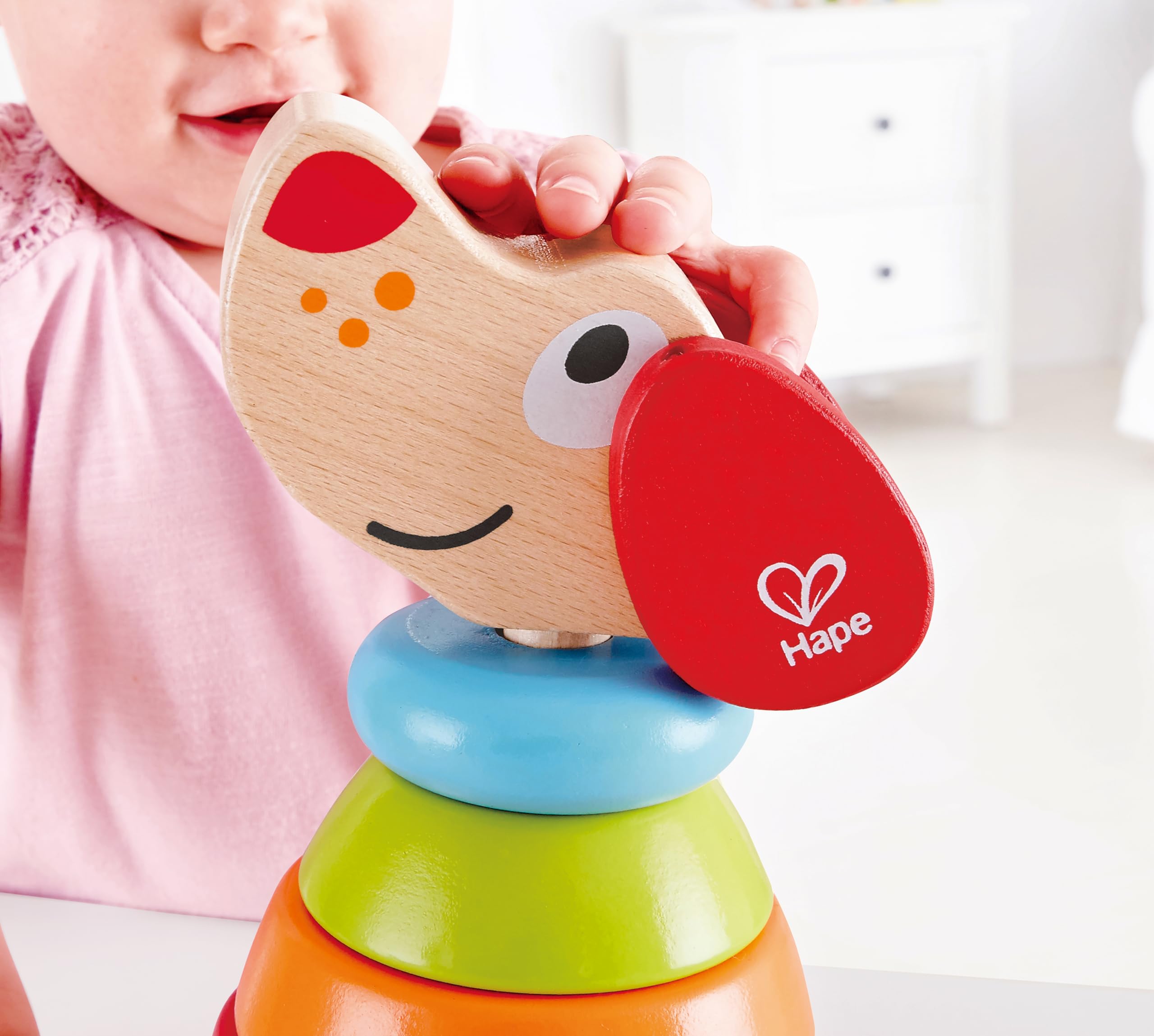 Hape Giocattoli per le abilità motorie Pepe Arcobaleno impilabile in legno