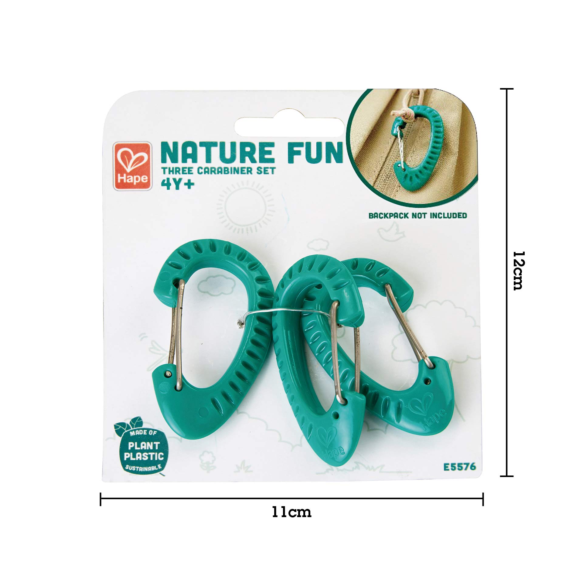 Hape Giochi da esterno E5576 set moschettoni 3 pezzi in plastica sostenibile