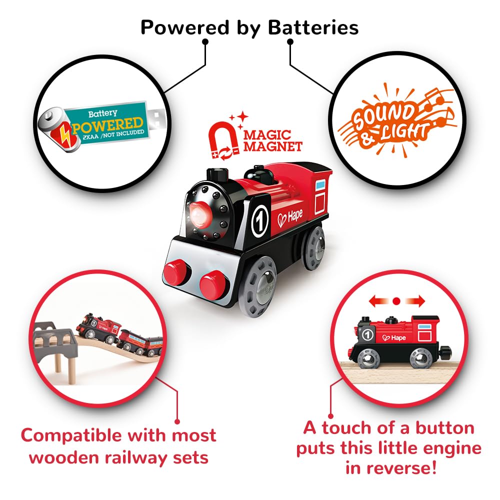 Hape Treno Locomotiva a Batteria con luce e retromarcia