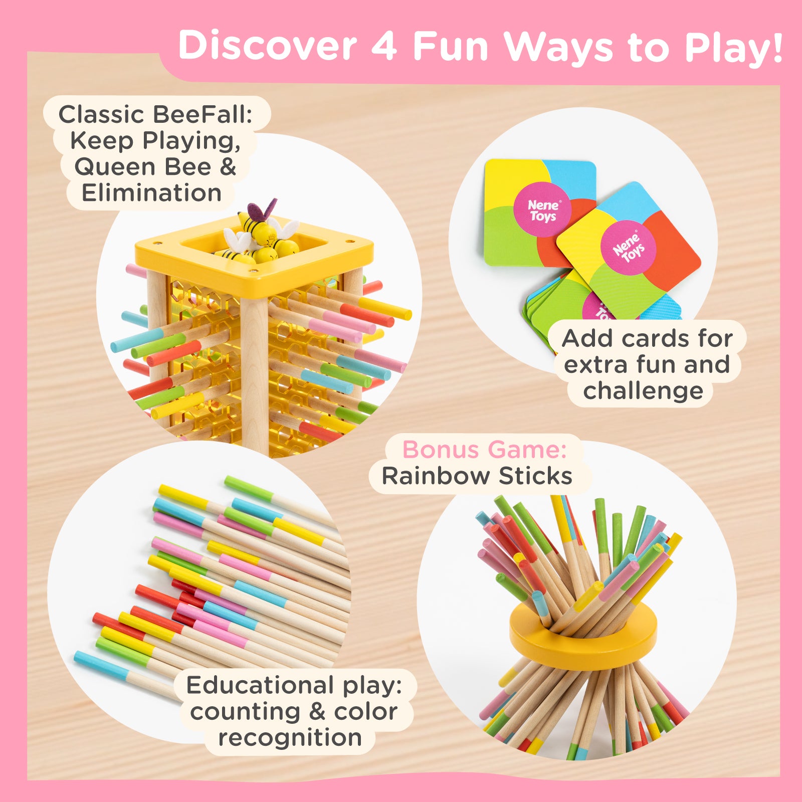 Nene Toys Family Games BeeFall, gioco da tavolo, torre con api