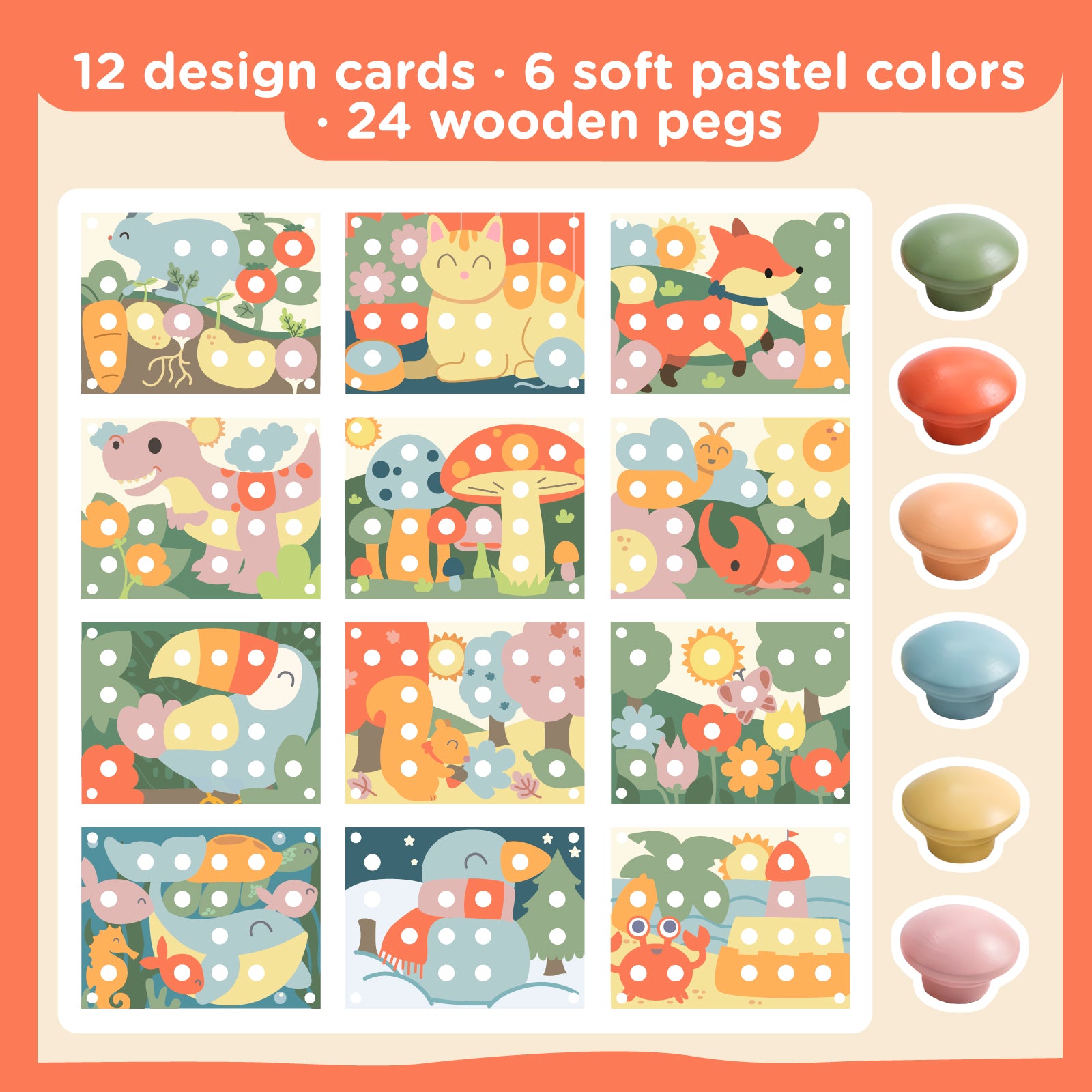 Nene Toys Puzzles & Learning Color Button Board tavoletta pastello