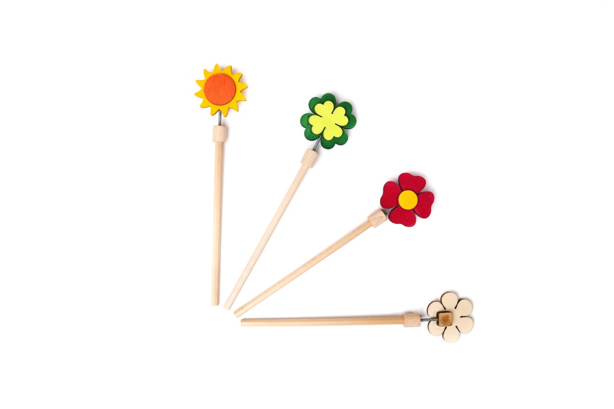 Il Pianeta delle idee Piccoli Oggetti Fiori Matite matita con fiore in legno