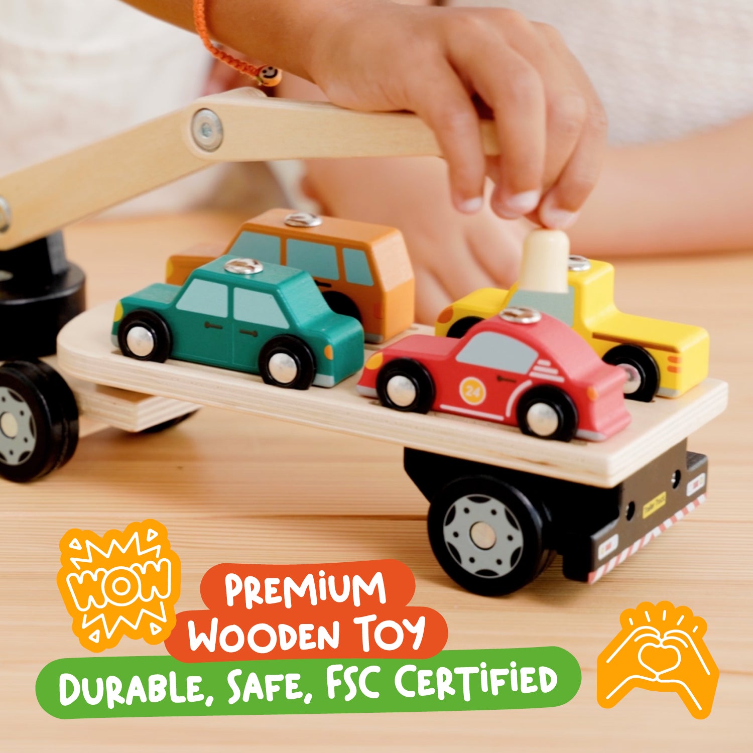 Nene Toys Vehicles & Adventure Magnetic Car Loader camion gru in legno