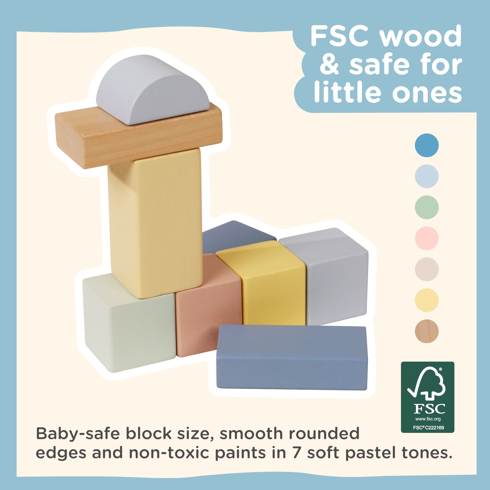 Nene Toys Building & Stacking 100pcs Wooden Building Blocks blocchi legno pastello