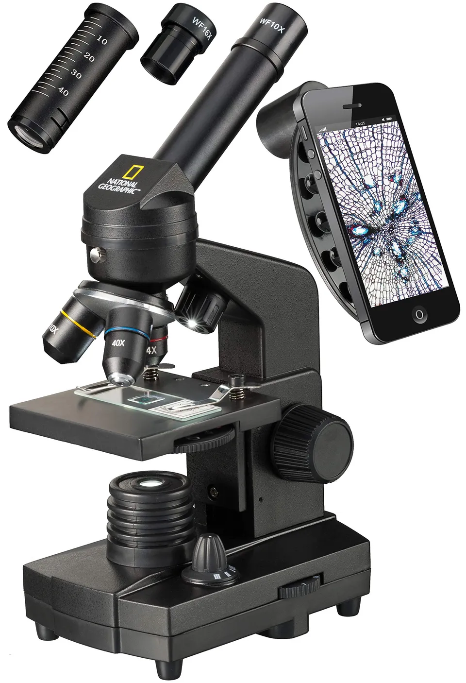 National Geographic Microscopi 9039001 Microscopio 40X-1280X con smartphone