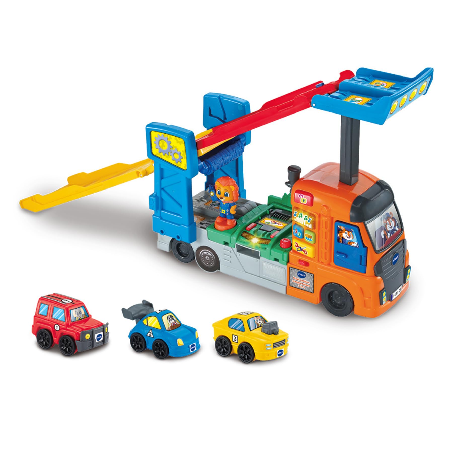 VTech Vroom Vroom Go Maxi Camion Trasportatore 3 in 1 camion con 3 auto