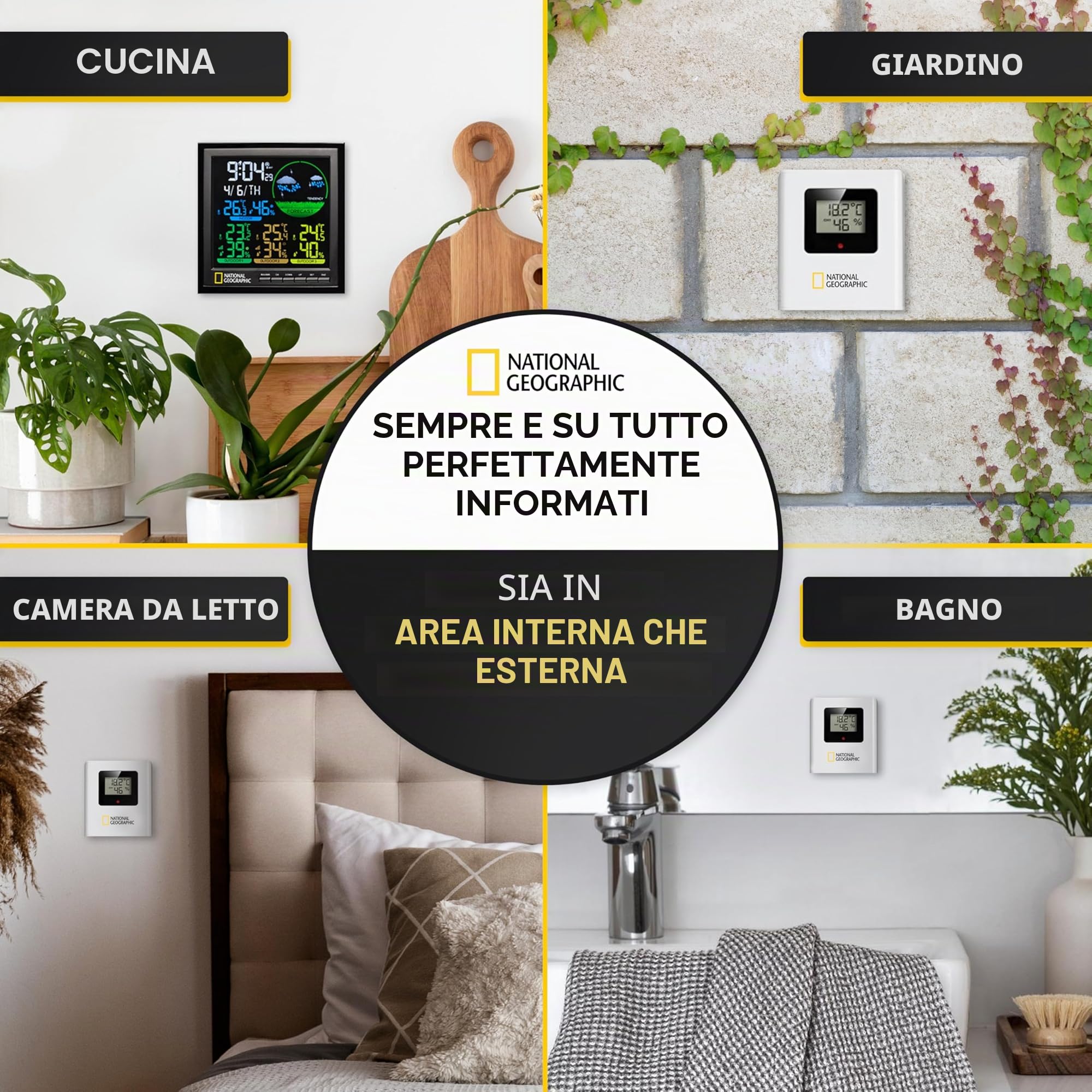 National Geographic Stazioni meteorologiche ed elettronica outdoor 9070700 stazione meteo nera